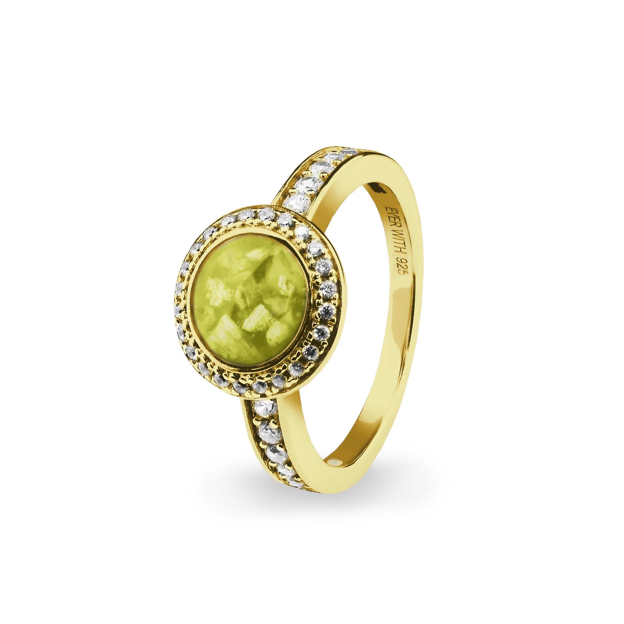 EverWith Ladies Radiance Memorial Ashes Ring with Fine Crystals 9k Yellow Gold Yellow