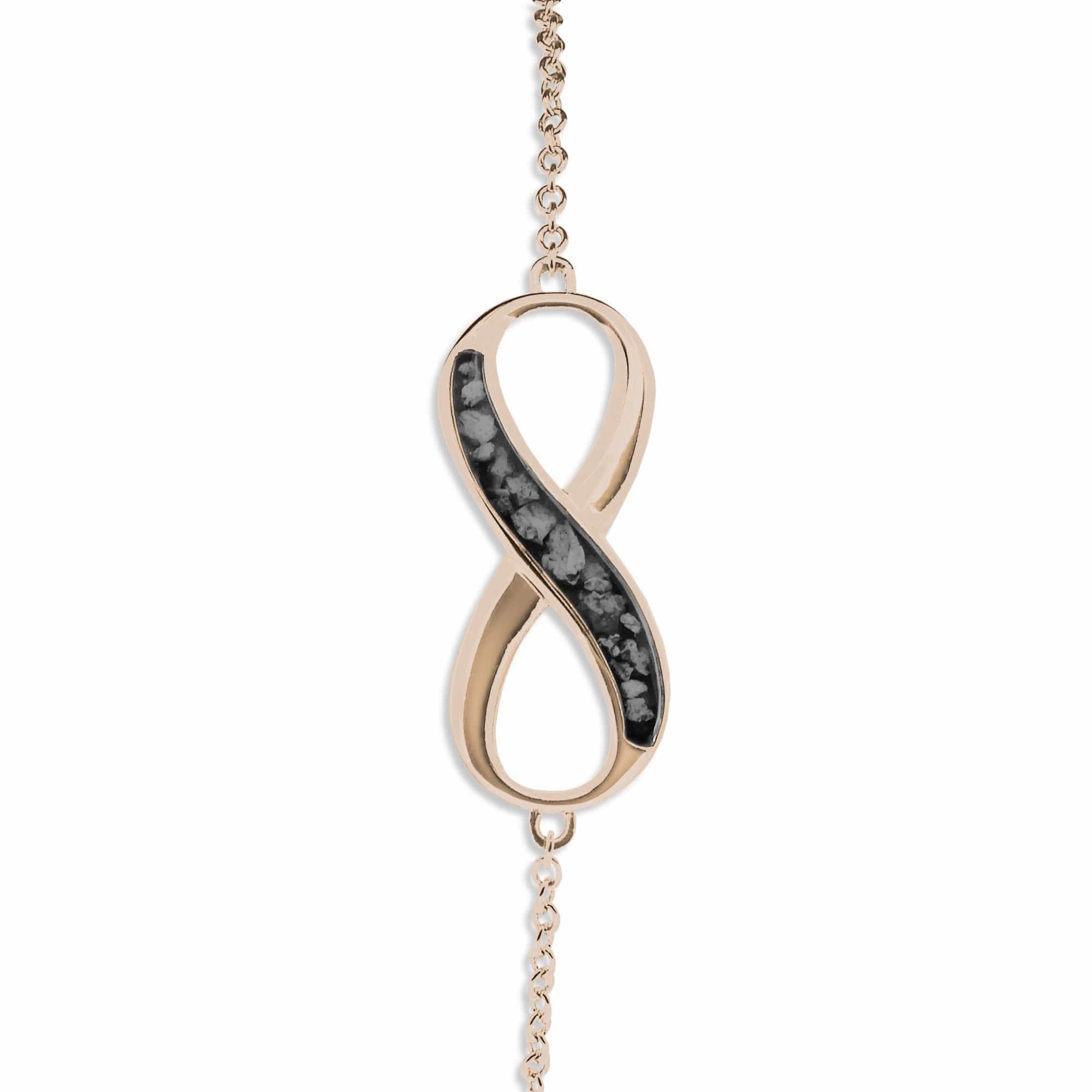 EverWith Ladies Infinity Memorial Ashes Bracelet 9k Rose Gold Black