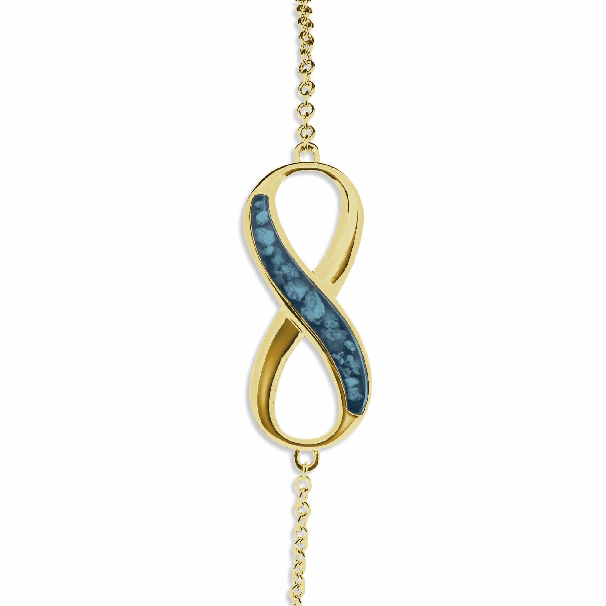 EverWith Ladies Infinity Memorial Ashes Bracelet 9k Yellow Gold Blue