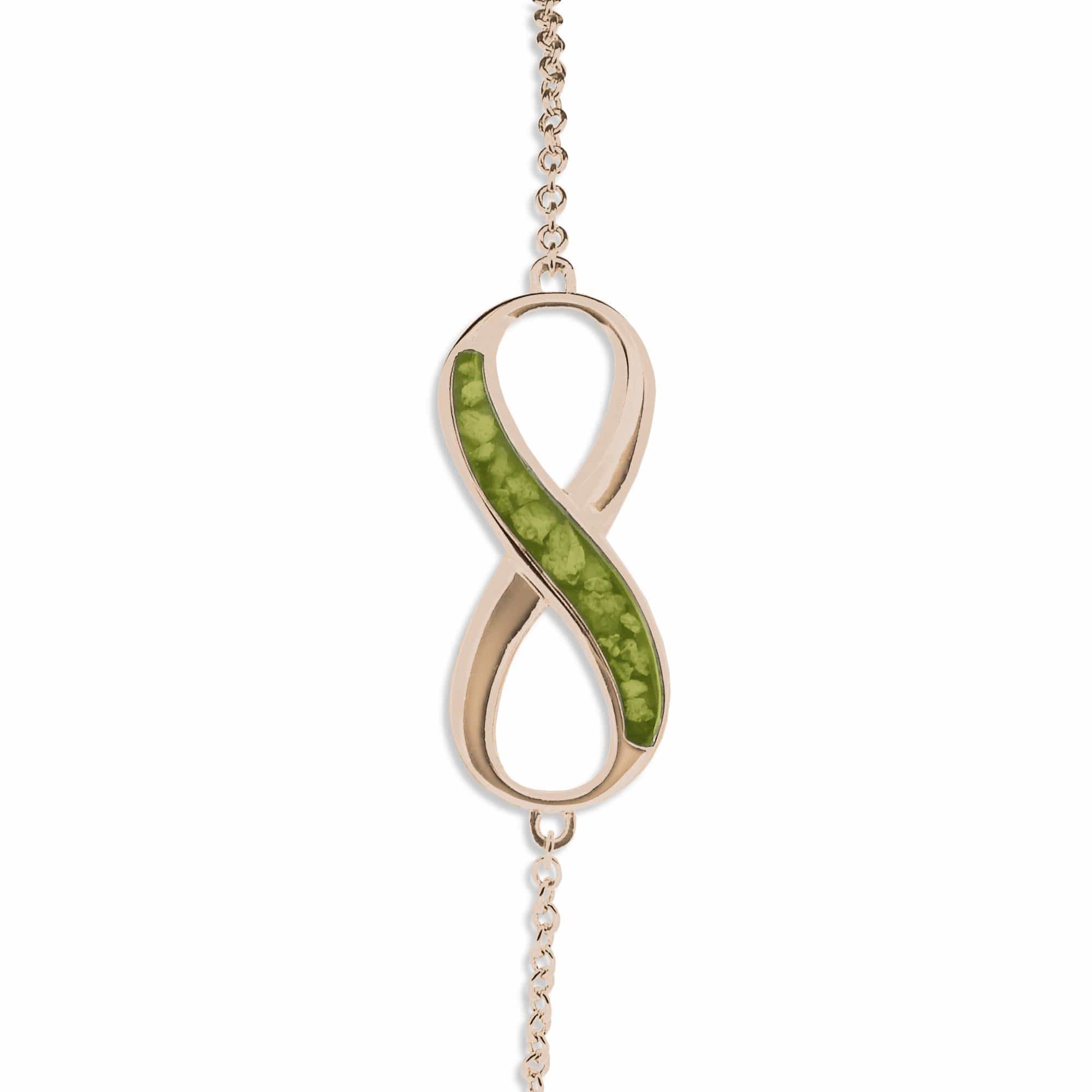 EverWith Ladies Infinity Memorial Ashes Bracelet 9k Rose Gold Green