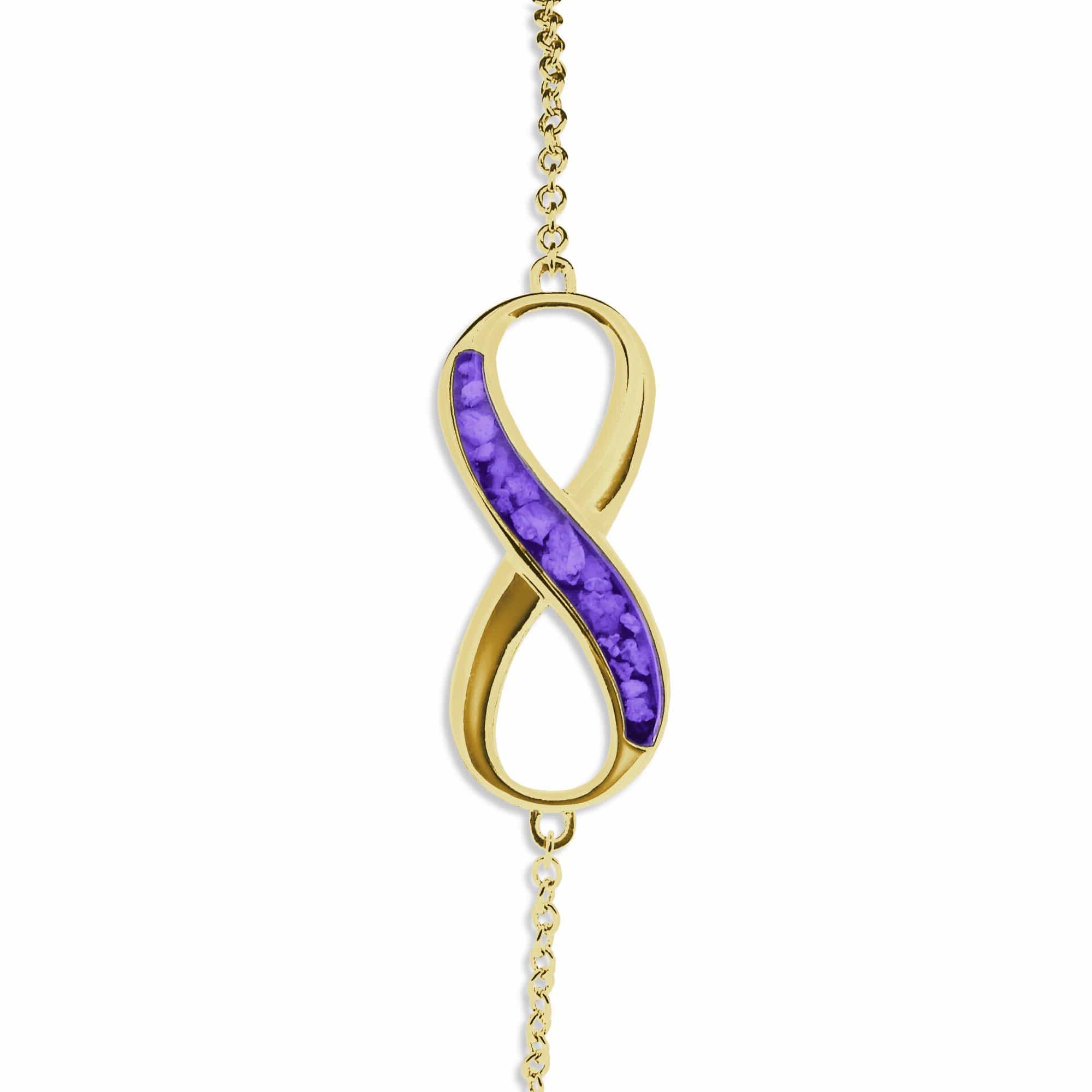 EverWith Ladies Infinity Memorial Ashes Bracelet 9k Yellow Gold Purple