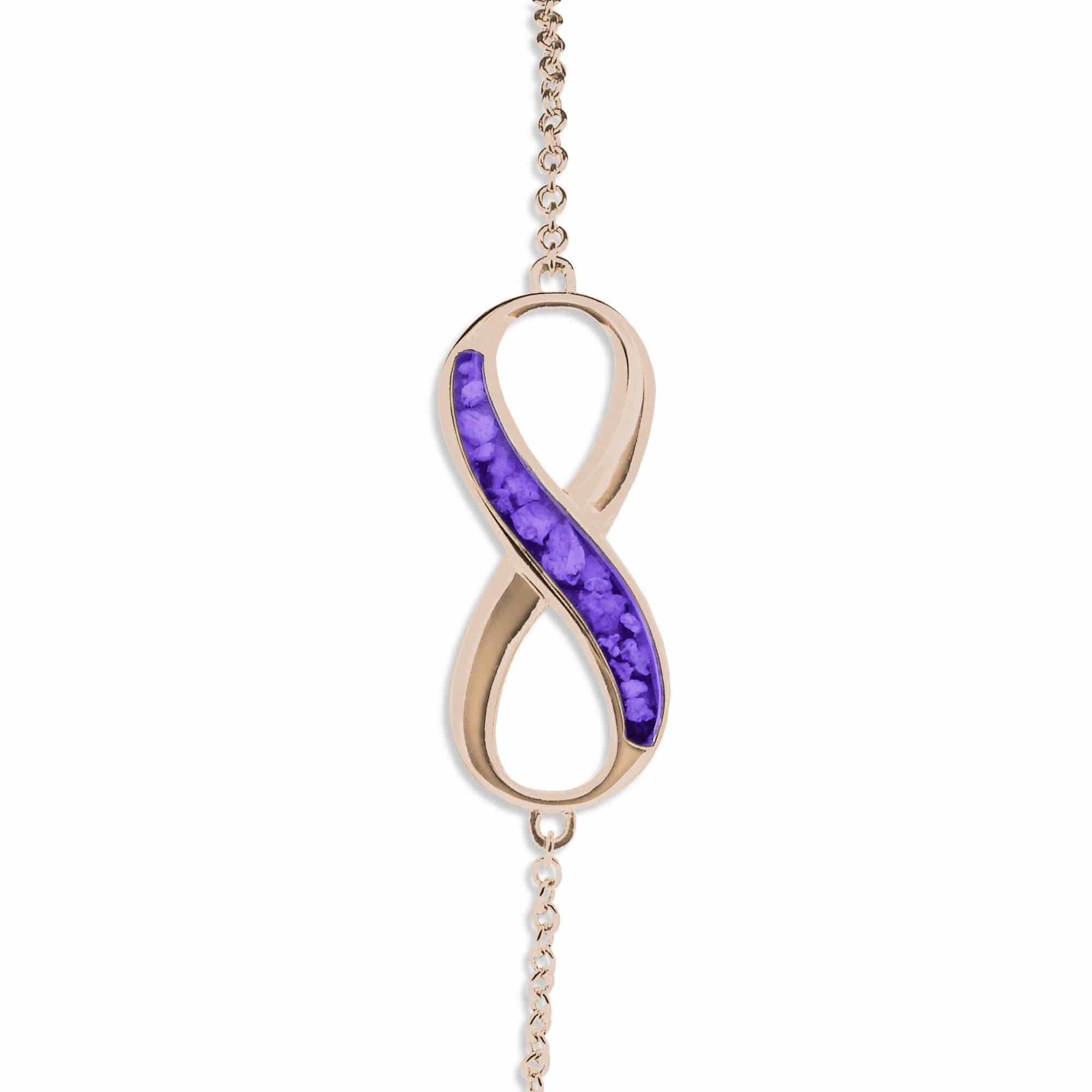 EverWith Ladies Infinity Memorial Ashes Bracelet 9k Rose Gold Purple