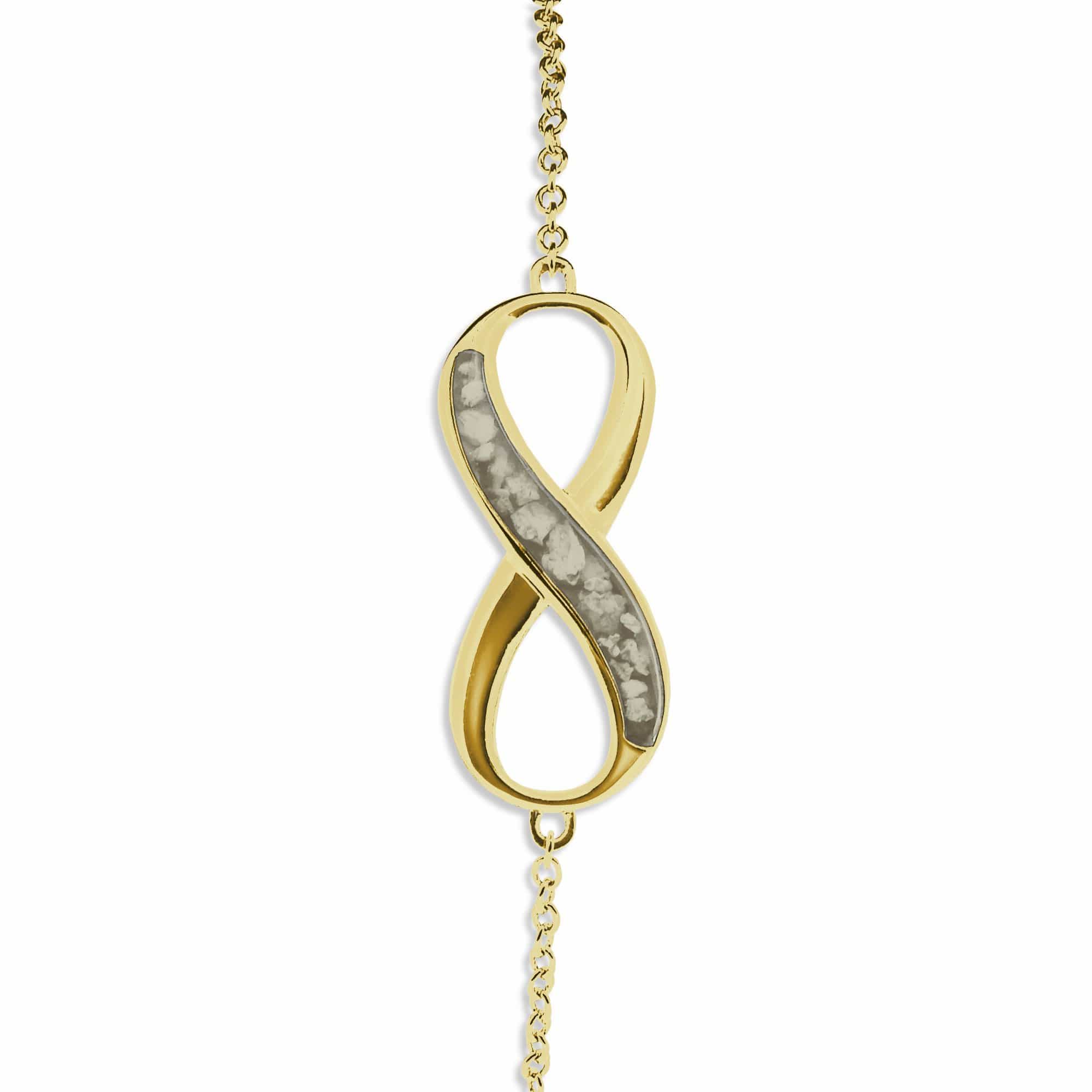 EverWith Ladies Infinity Memorial Ashes Bracelet 9k Yellow Gold Transparent