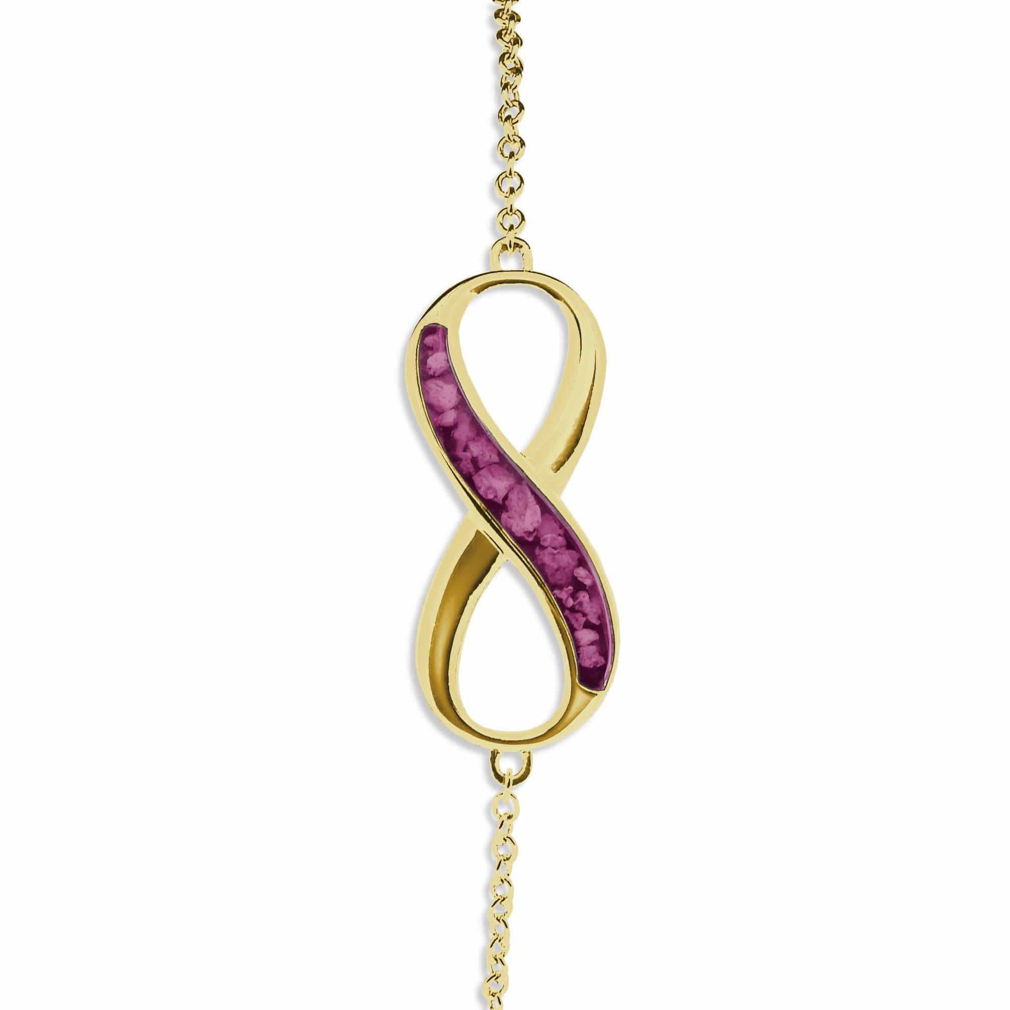 EverWith Ladies Infinity Memorial Ashes Bracelet 9k Yellow Gold Violet