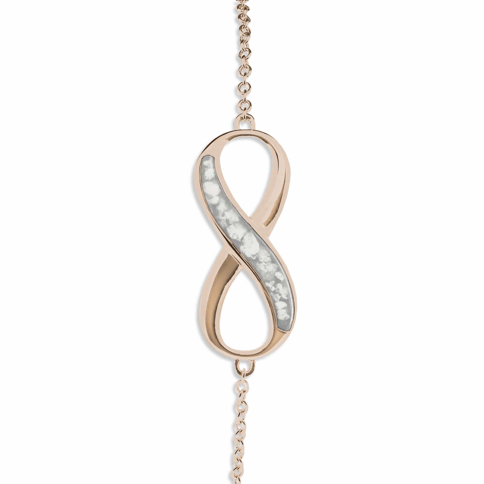 EverWith Ladies Infinity Memorial Ashes Bracelet 9k Rose Gold White