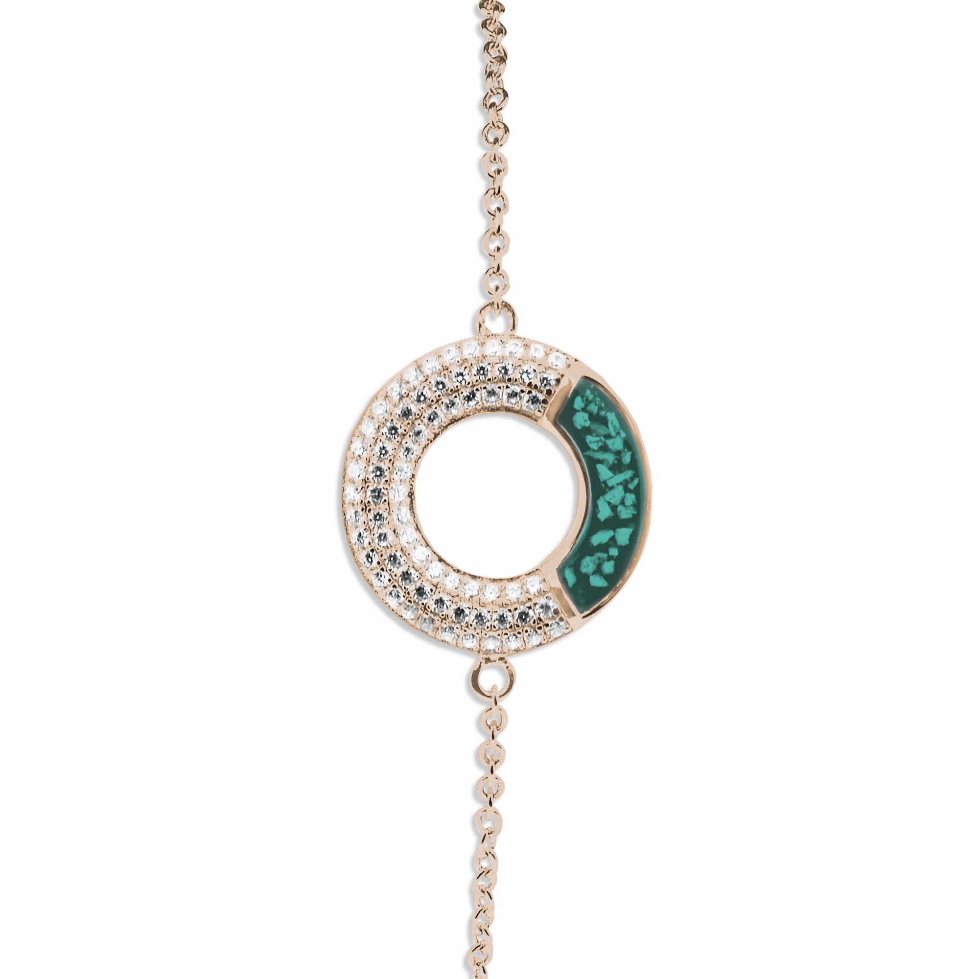 EverWith Ladies Eternal Memorial Ashes Bracelet with Fine Crystals 9k Rose Gold Aqua