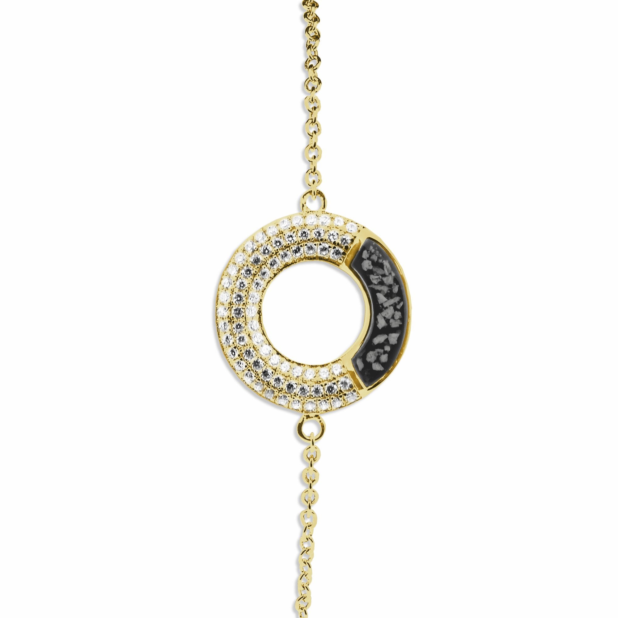 EverWith Ladies Eternal Memorial Ashes Bracelet with Fine Crystals 9k Yellow Gold Black