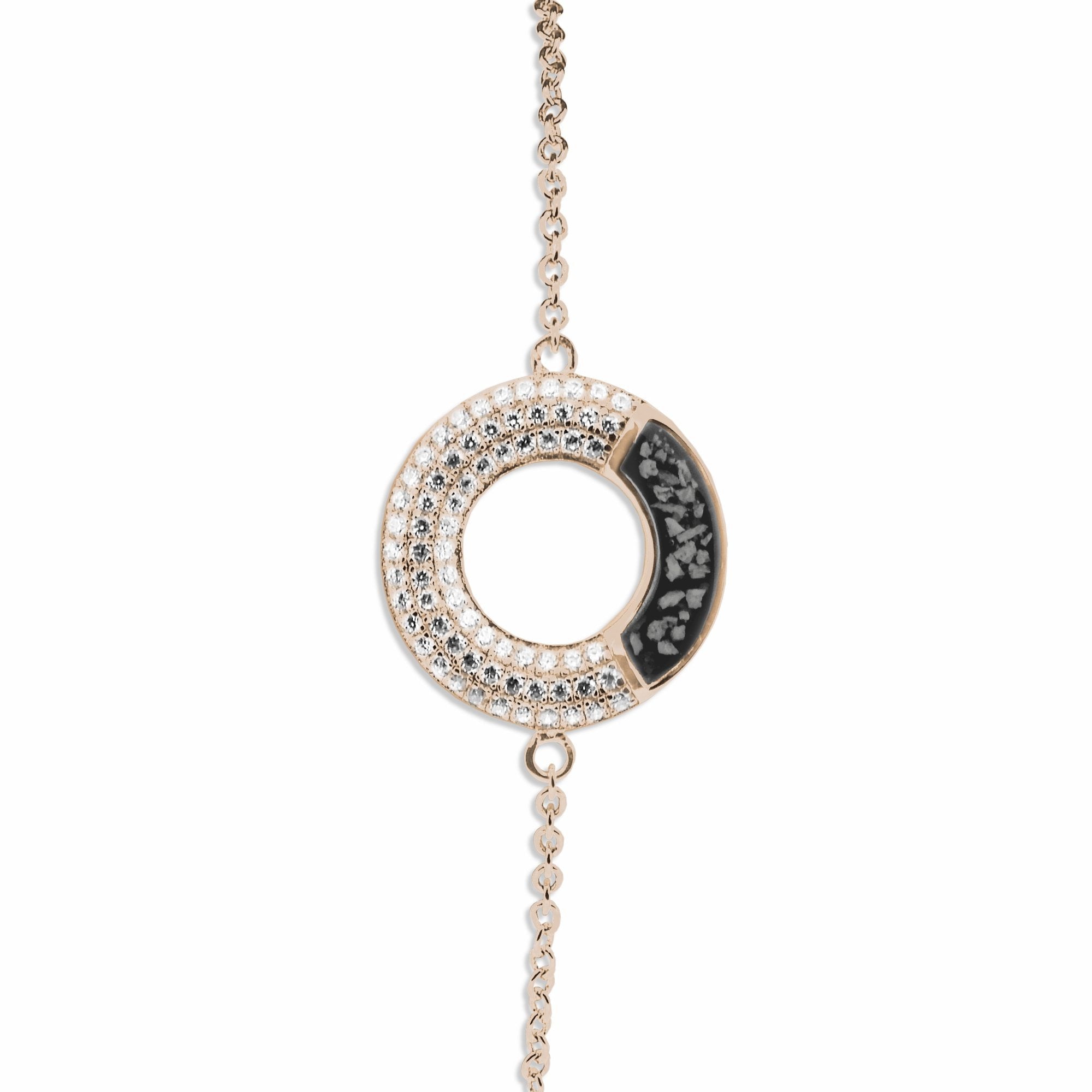 EverWith Ladies Eternal Memorial Ashes Bracelet with Fine Crystals 9k Rose Gold Black