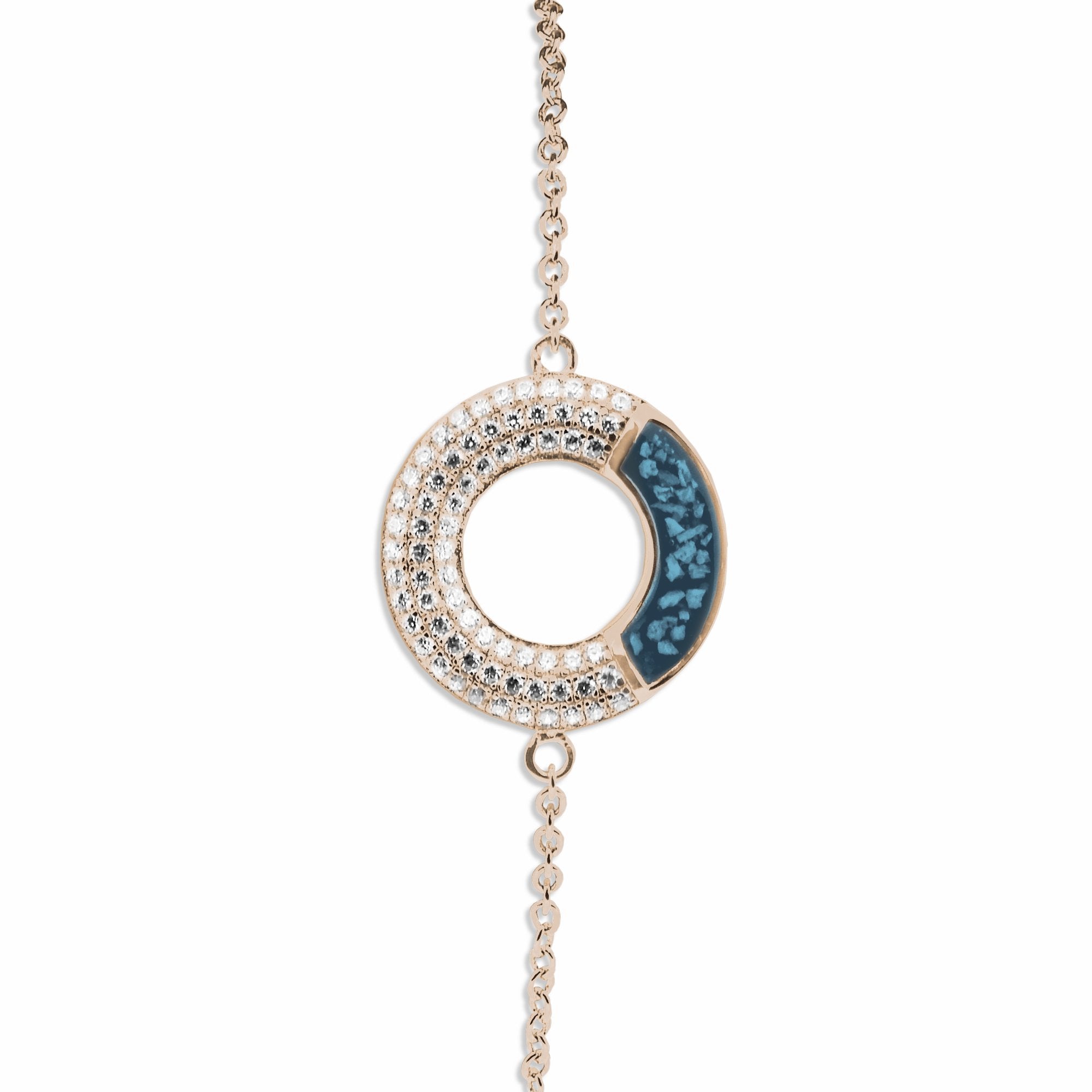 EverWith Ladies Eternal Memorial Ashes Bracelet with Fine Crystals 9k Rose Gold Blue