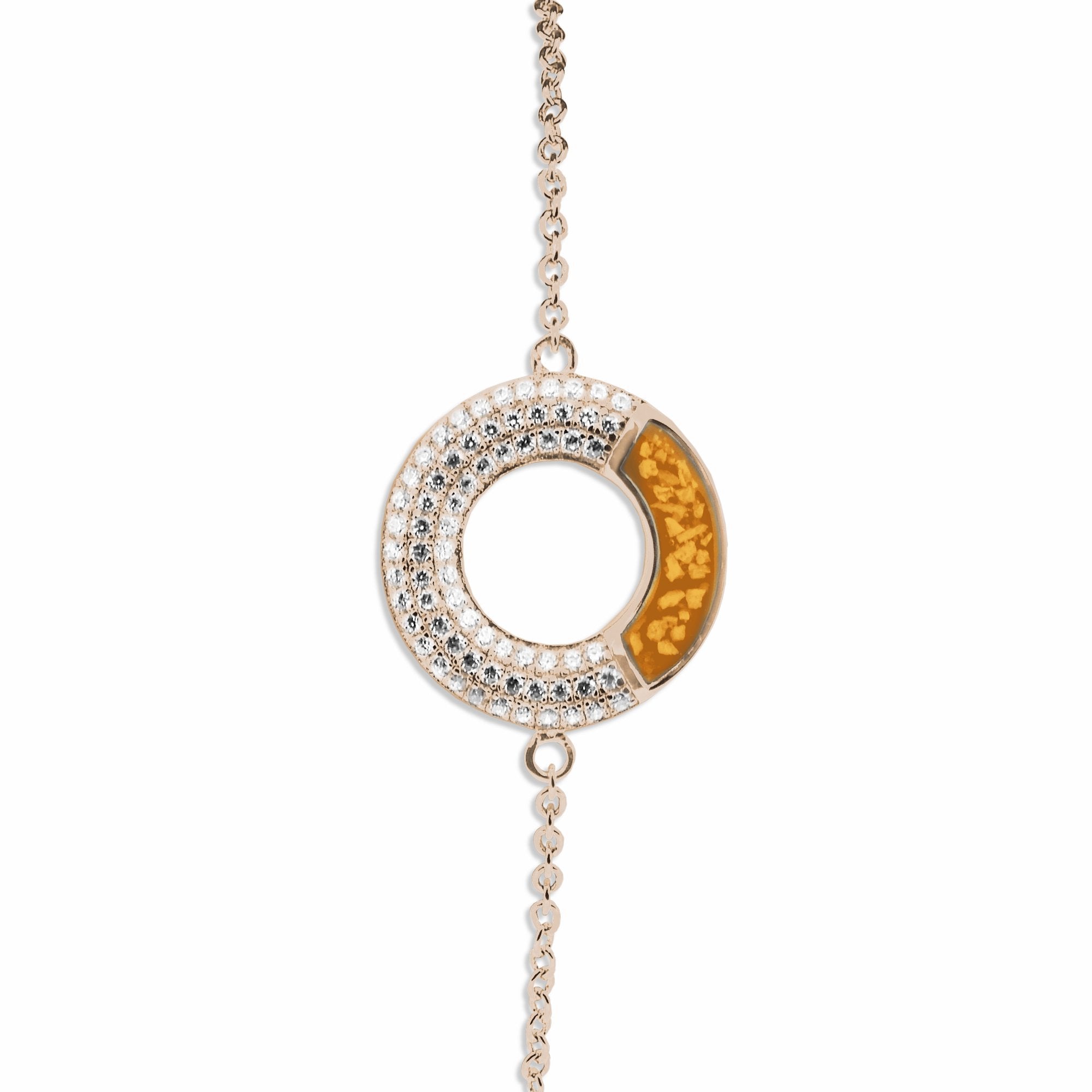 EverWith Ladies Eternal Memorial Ashes Bracelet with Fine Crystals 9k Rose Gold Orange