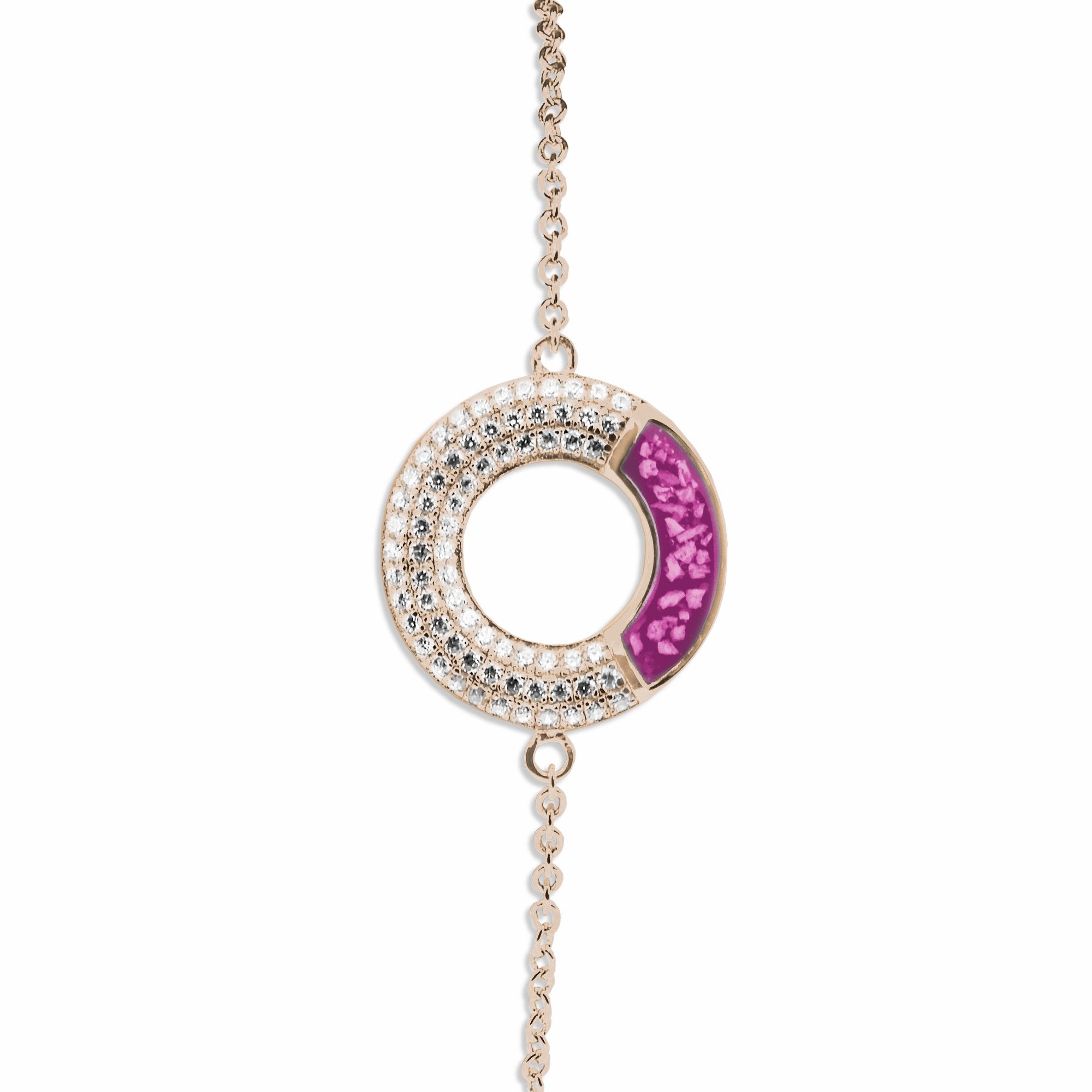 EverWith Ladies Eternal Memorial Ashes Bracelet with Fine Crystals 9k Rose Gold Pink