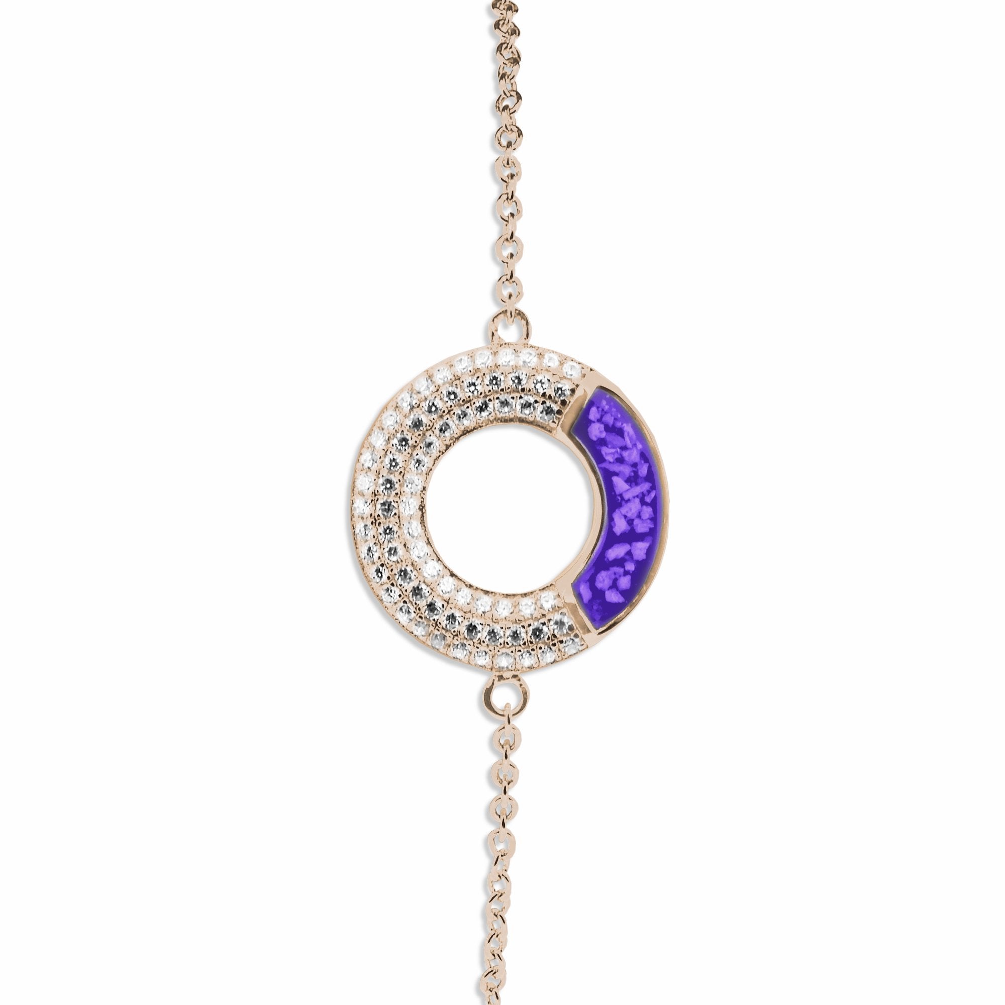 EverWith Ladies Eternal Memorial Ashes Bracelet with Fine Crystals 9k Rose Gold Purple