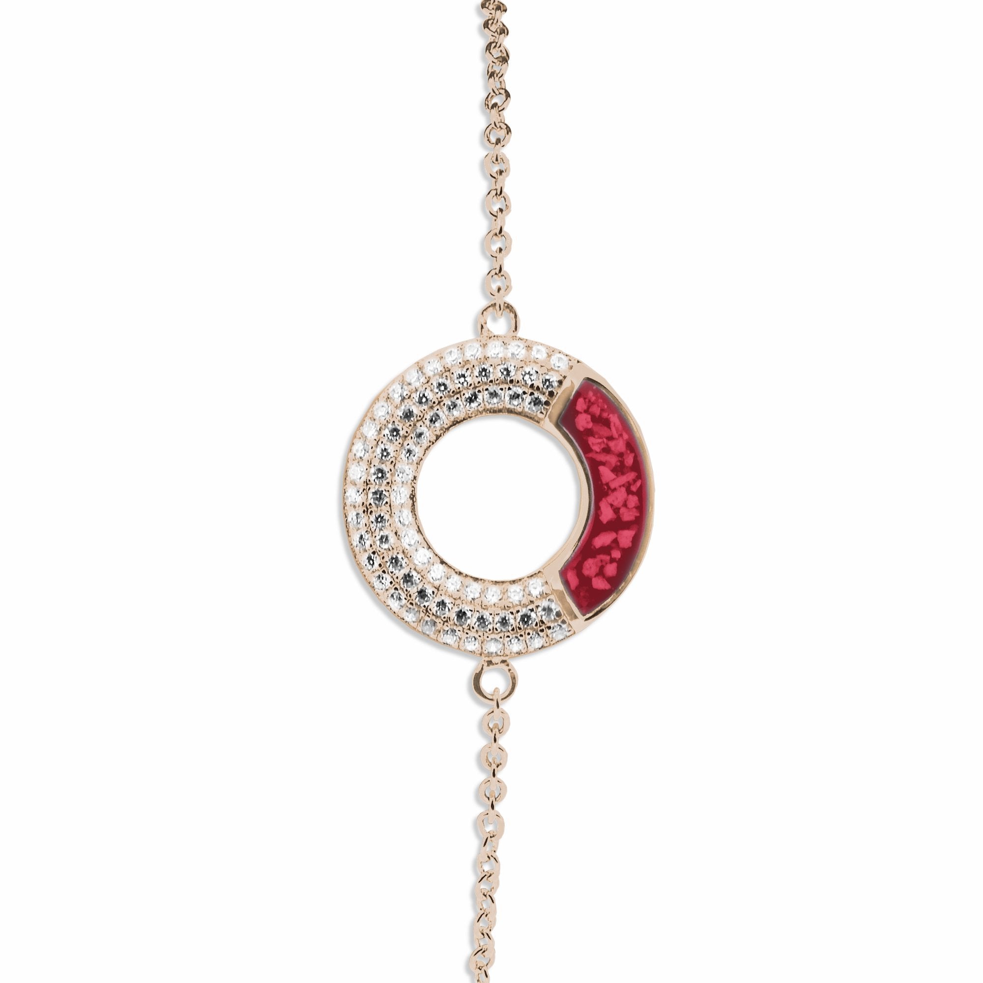 EverWith Ladies Eternal Memorial Ashes Bracelet with Fine Crystals 9k Rose Gold Red