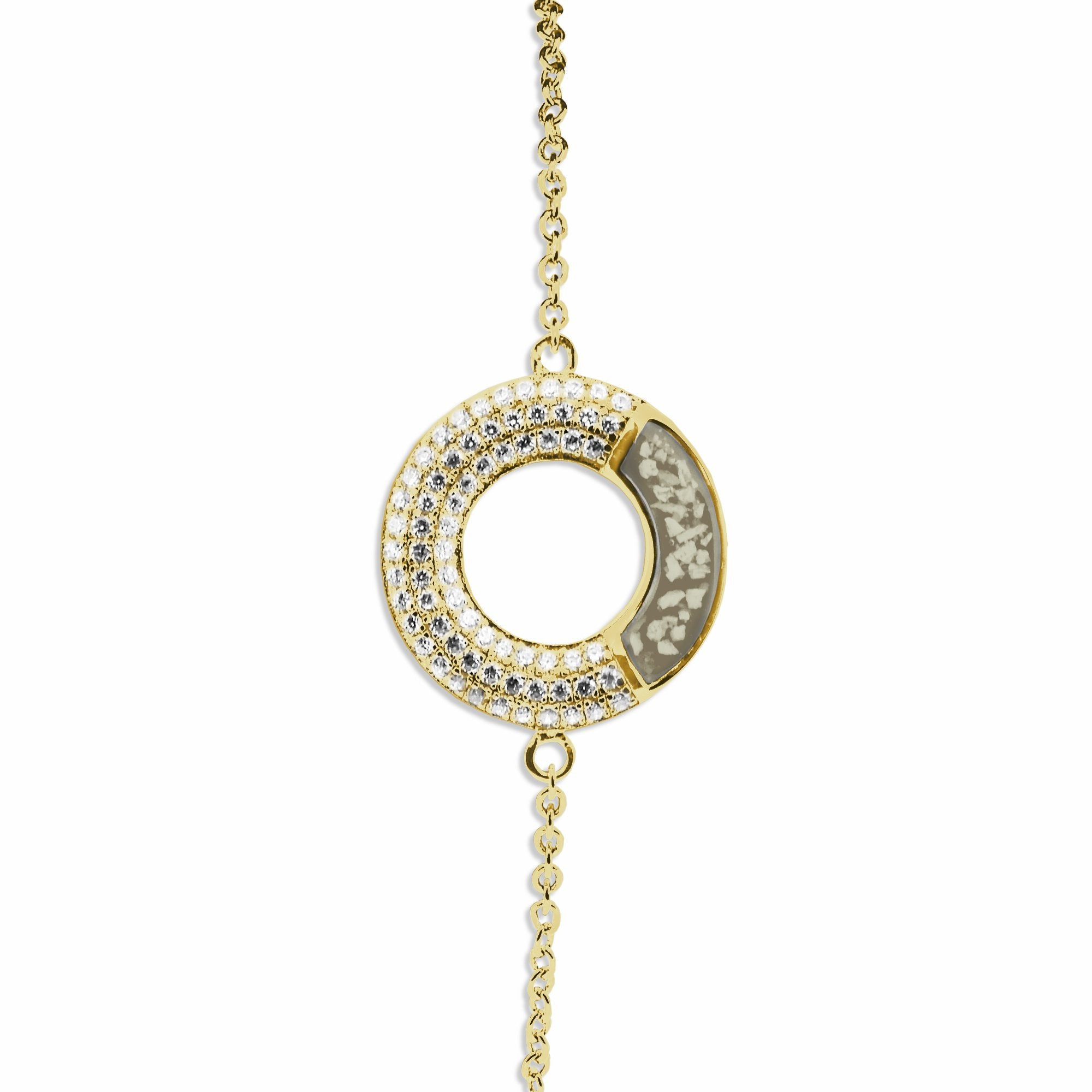 EverWith Ladies Eternal Memorial Ashes Bracelet with Fine Crystals 9k Yellow Gold Transparent