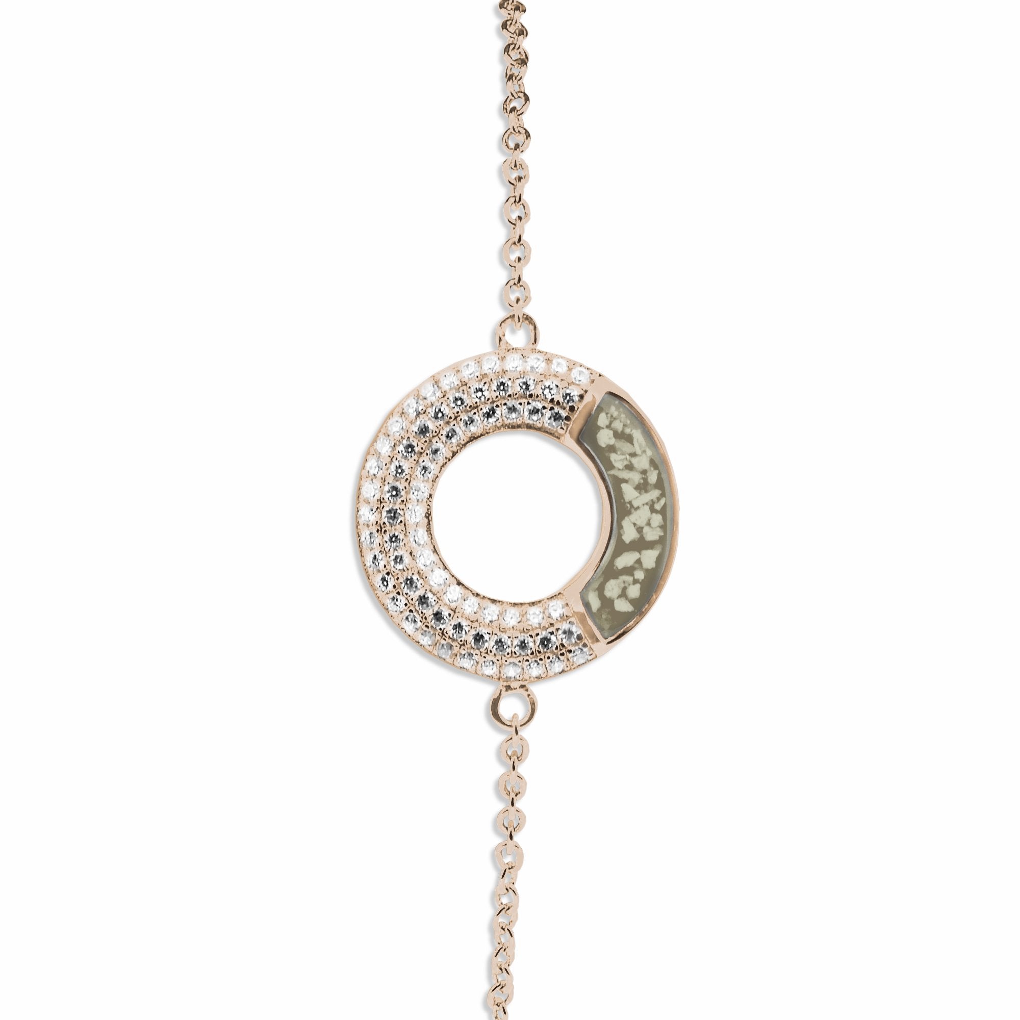 EverWith Ladies Eternal Memorial Ashes Bracelet with Fine Crystals 9k Rose Gold Transparent