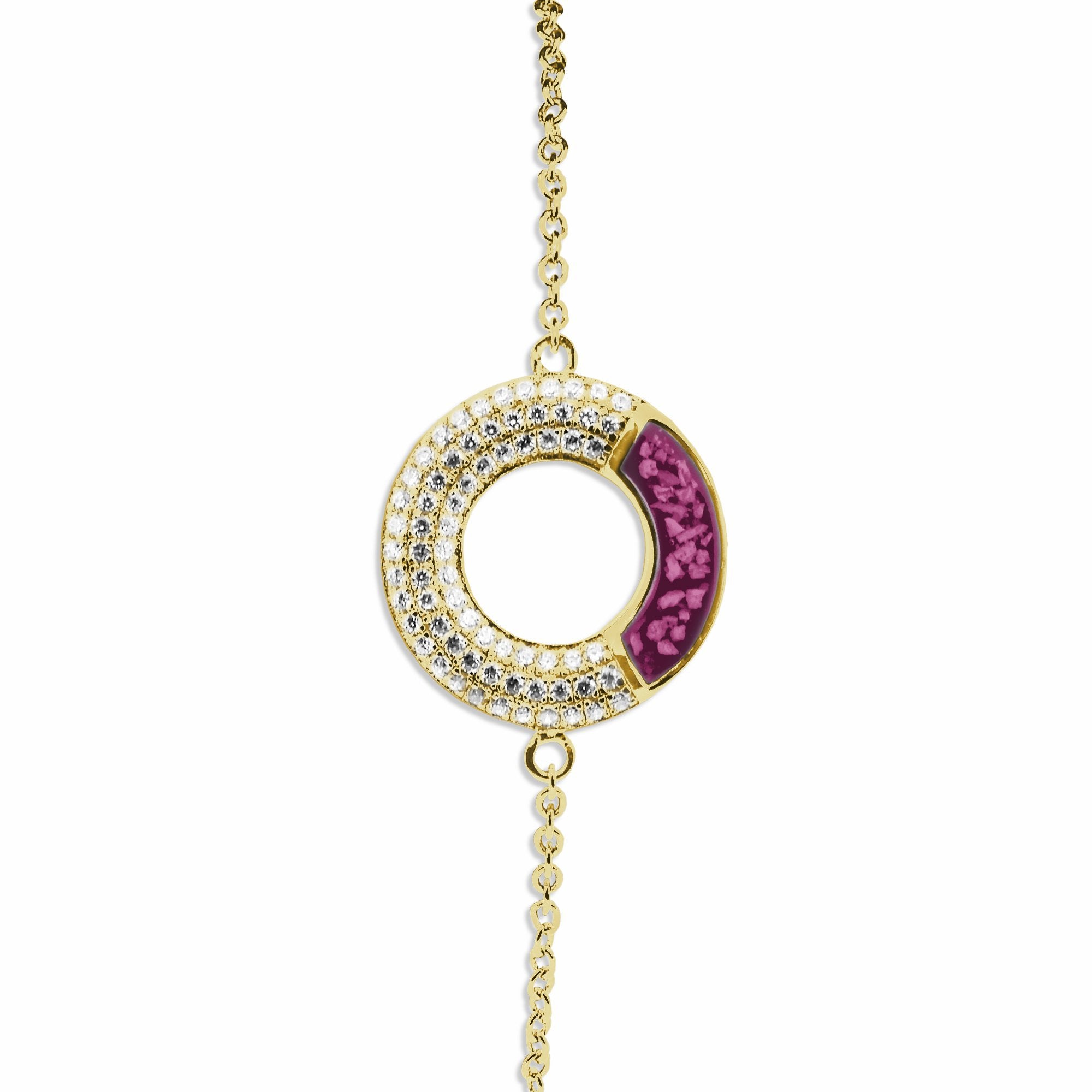 EverWith Ladies Eternal Memorial Ashes Bracelet with Fine Crystals 9k Yellow Gold Violet