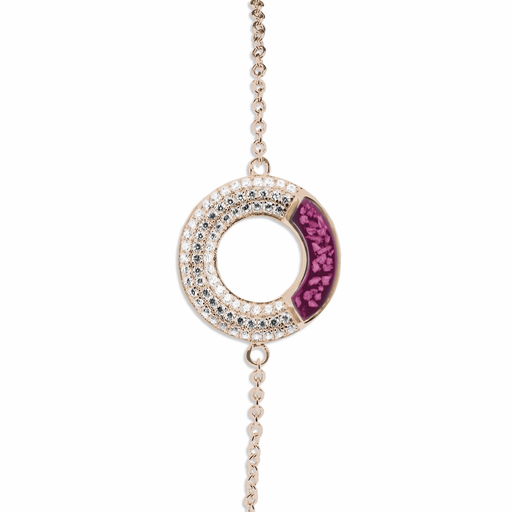 EverWith Ladies Eternal Memorial Ashes Bracelet with Fine Crystals 9k Rose Gold Violet