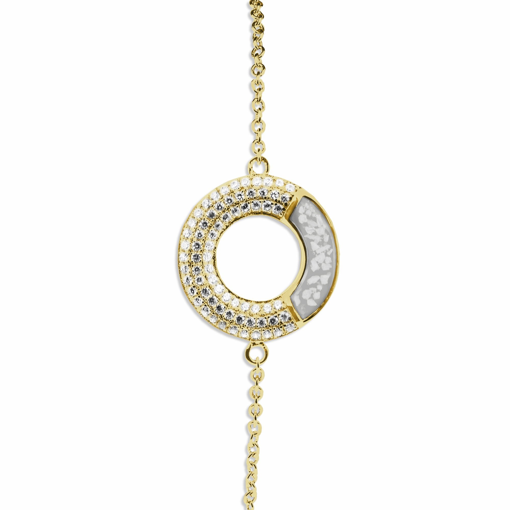 EverWith Ladies Eternal Memorial Ashes Bracelet with Fine Crystals 9k Yellow Gold White