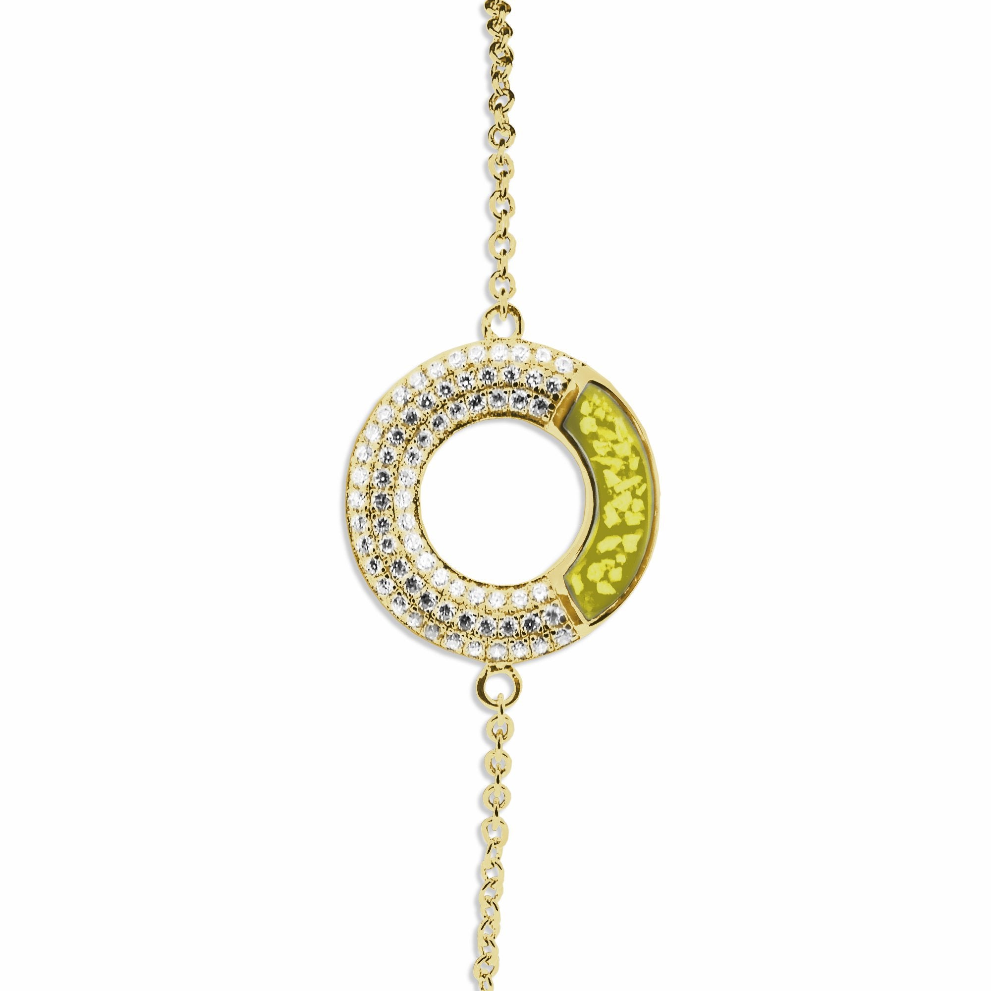 EverWith Ladies Eternal Memorial Ashes Bracelet with Fine Crystals 9k Yellow Gold Yellow
