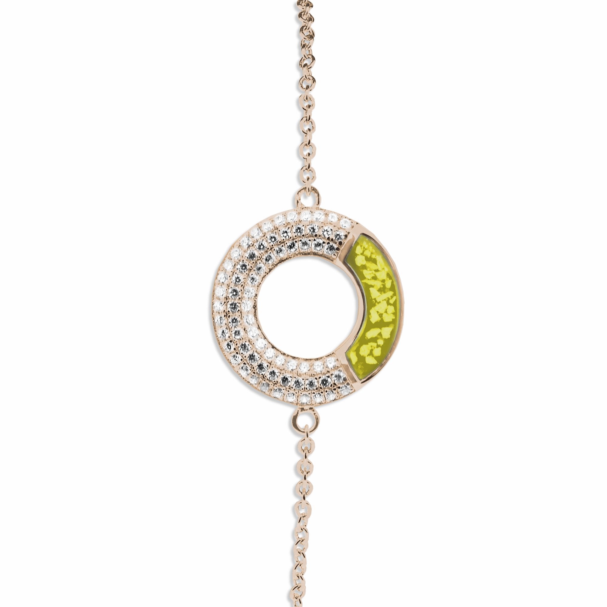 EverWith Ladies Eternal Memorial Ashes Bracelet with Fine Crystals 9k Rose Gold Yellow
