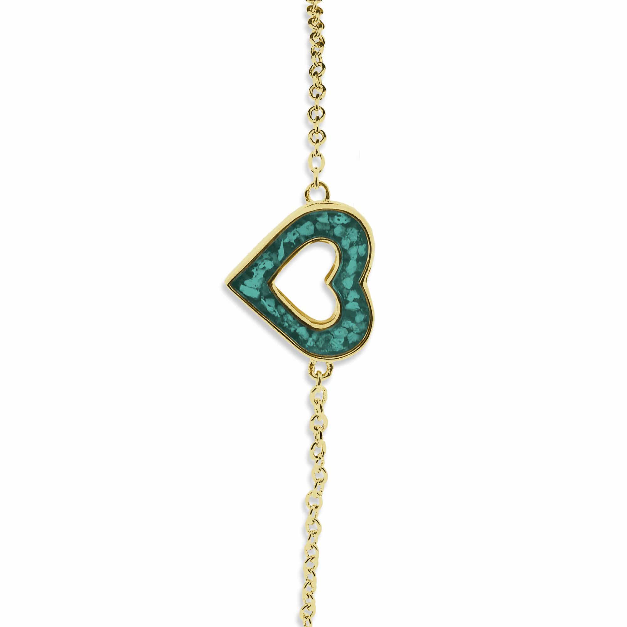 EverWith Ladies Adore Memorial Ashes Bracelet 9k Yellow Gold Aqua