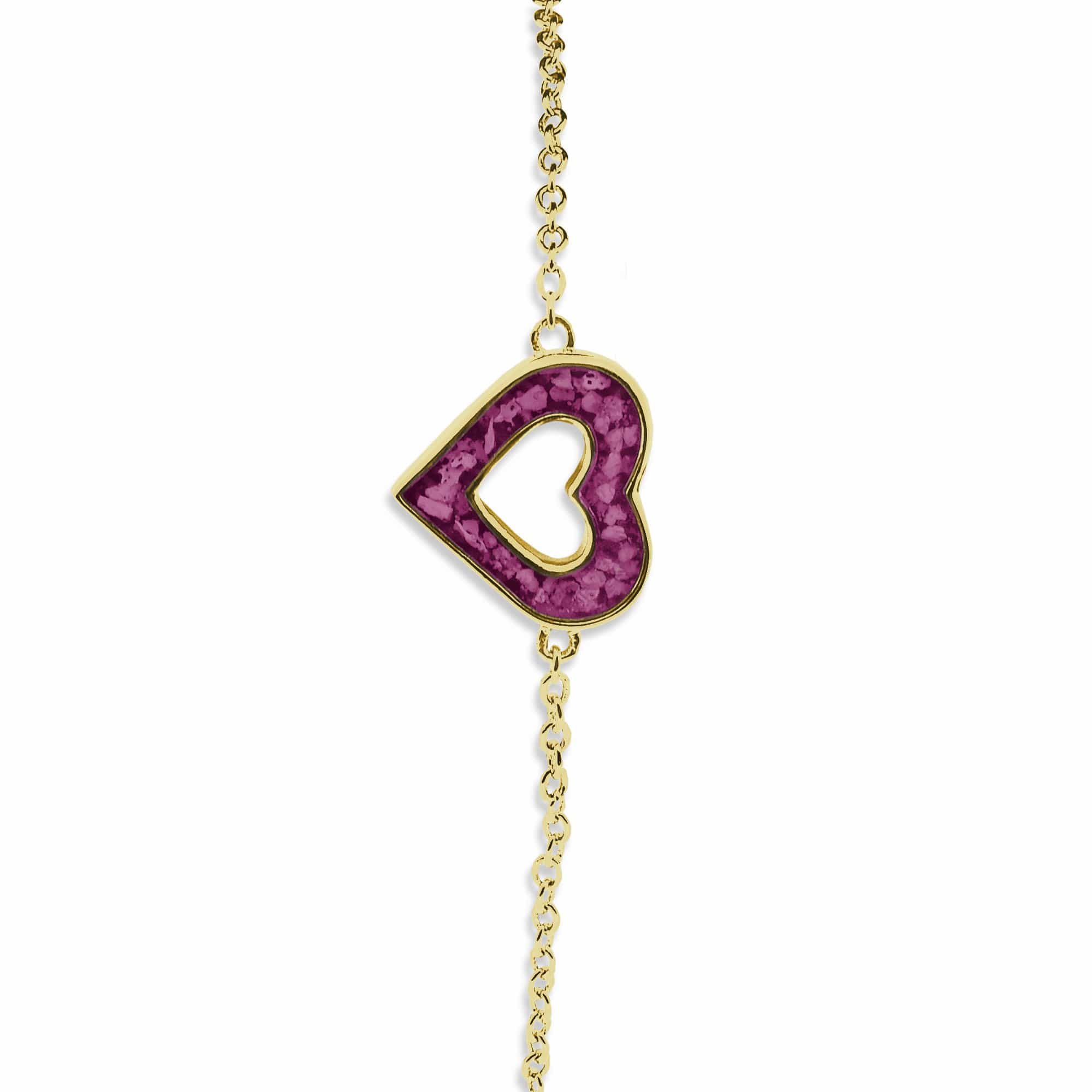 EverWith Ladies Adore Memorial Ashes Bracelet 9k Yellow Gold Violet