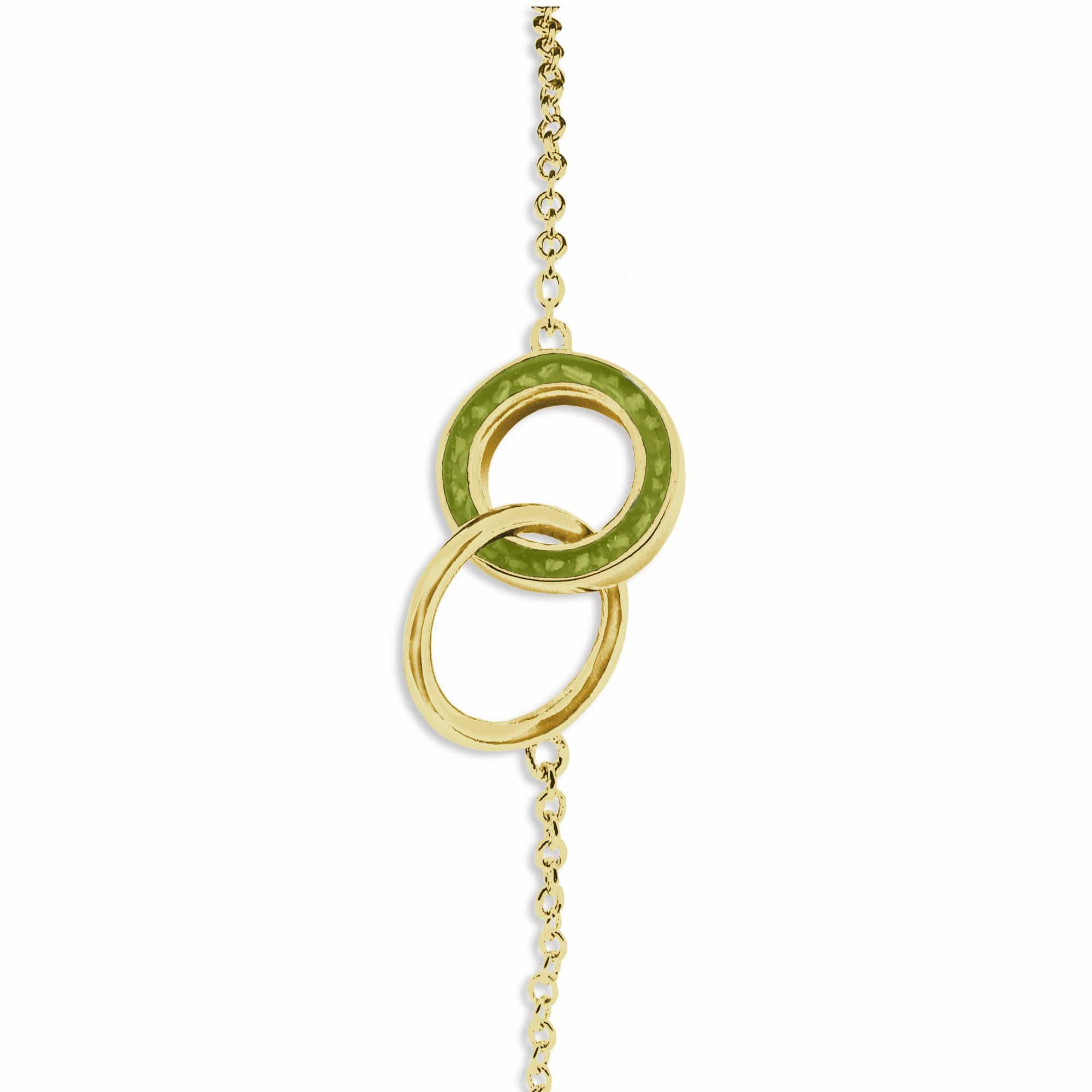 EverWith Ladies Unison Memorial Ashes Bracelet 9k Yellow Gold Green