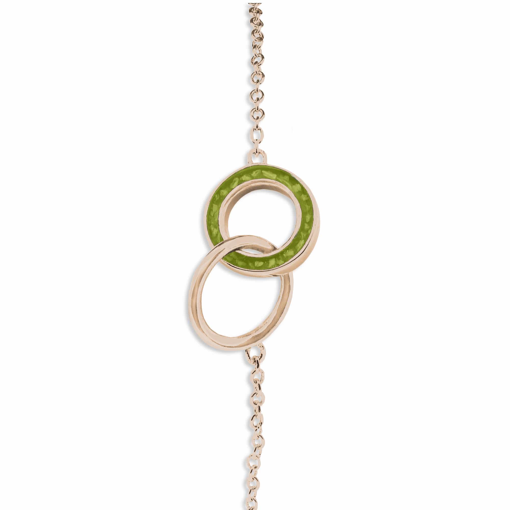 EverWith Ladies Unison Memorial Ashes Bracelet 9k Rose Gold Green