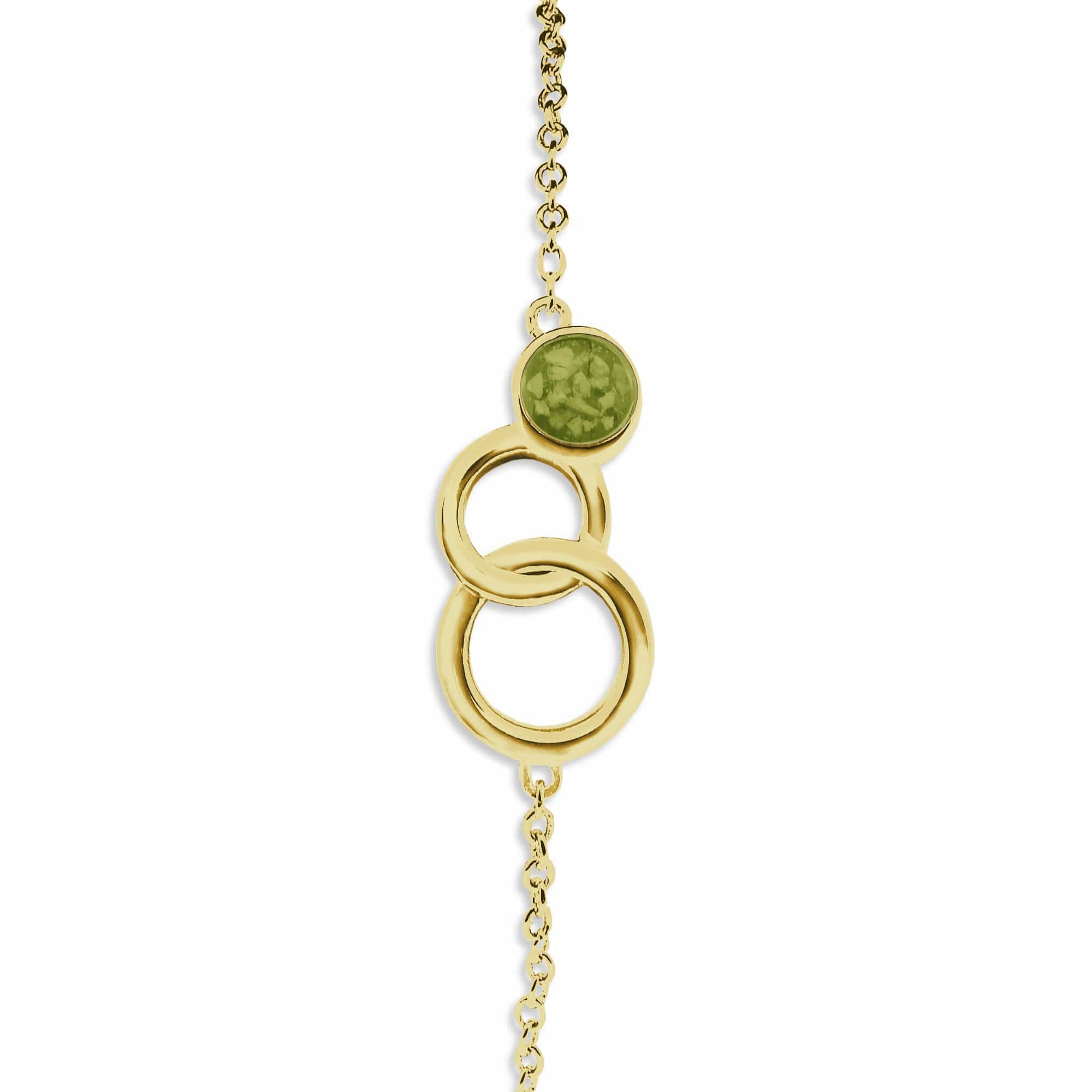EverWith Ladies Praise Memorial Ashes Bracelet 9k Yellow Gold Green