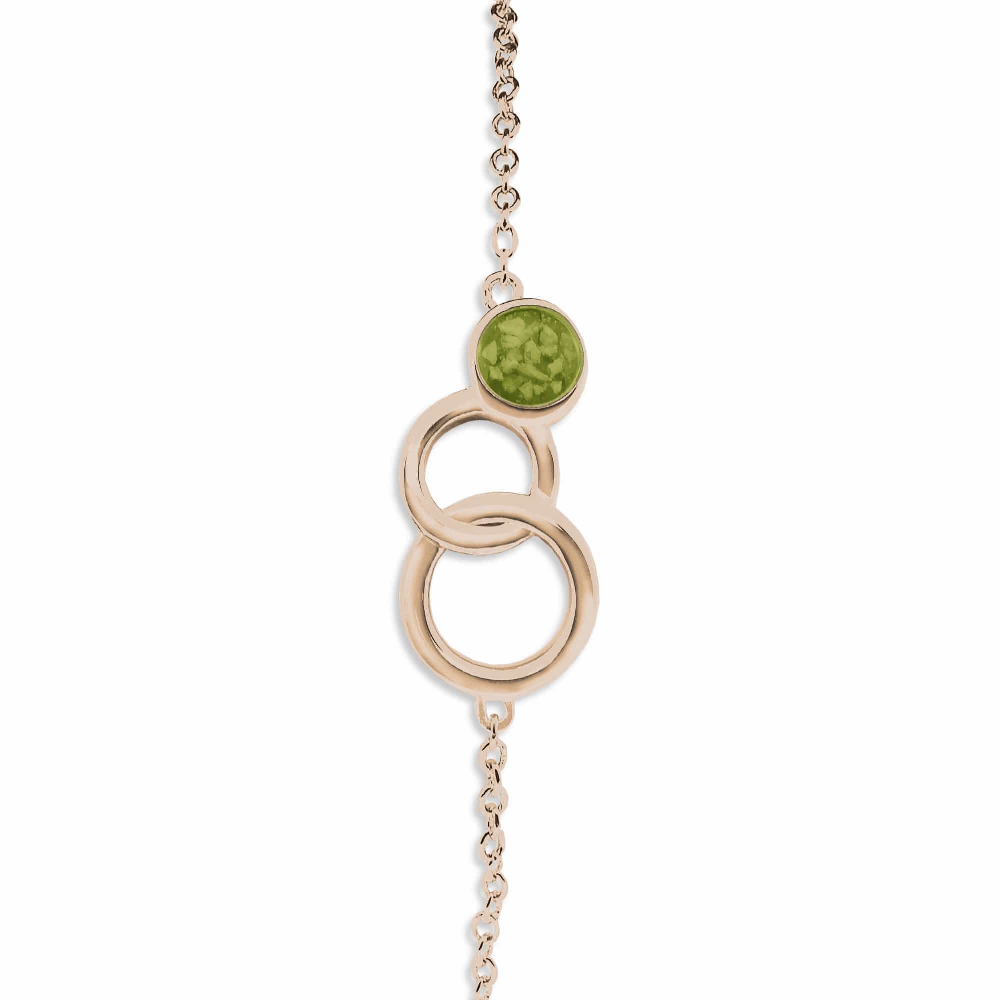 EverWith Ladies Praise Memorial Ashes Bracelet 9k Rose Gold Green