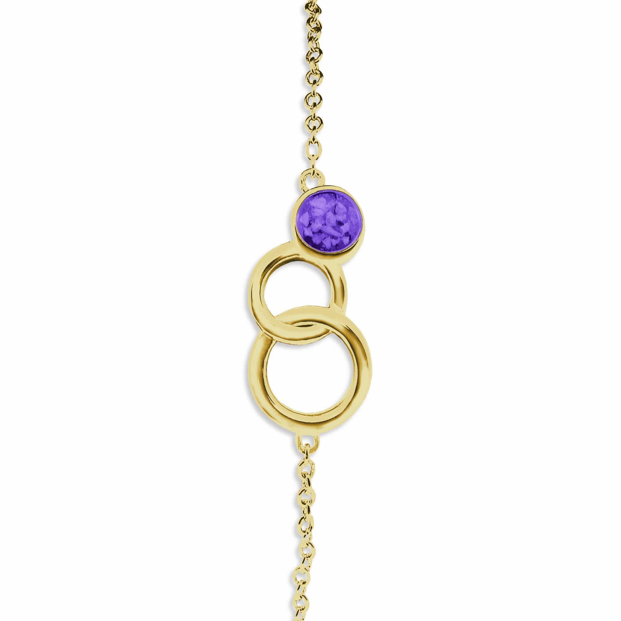EverWith Ladies Praise Memorial Ashes Bracelet 9k Yellow Gold Purple