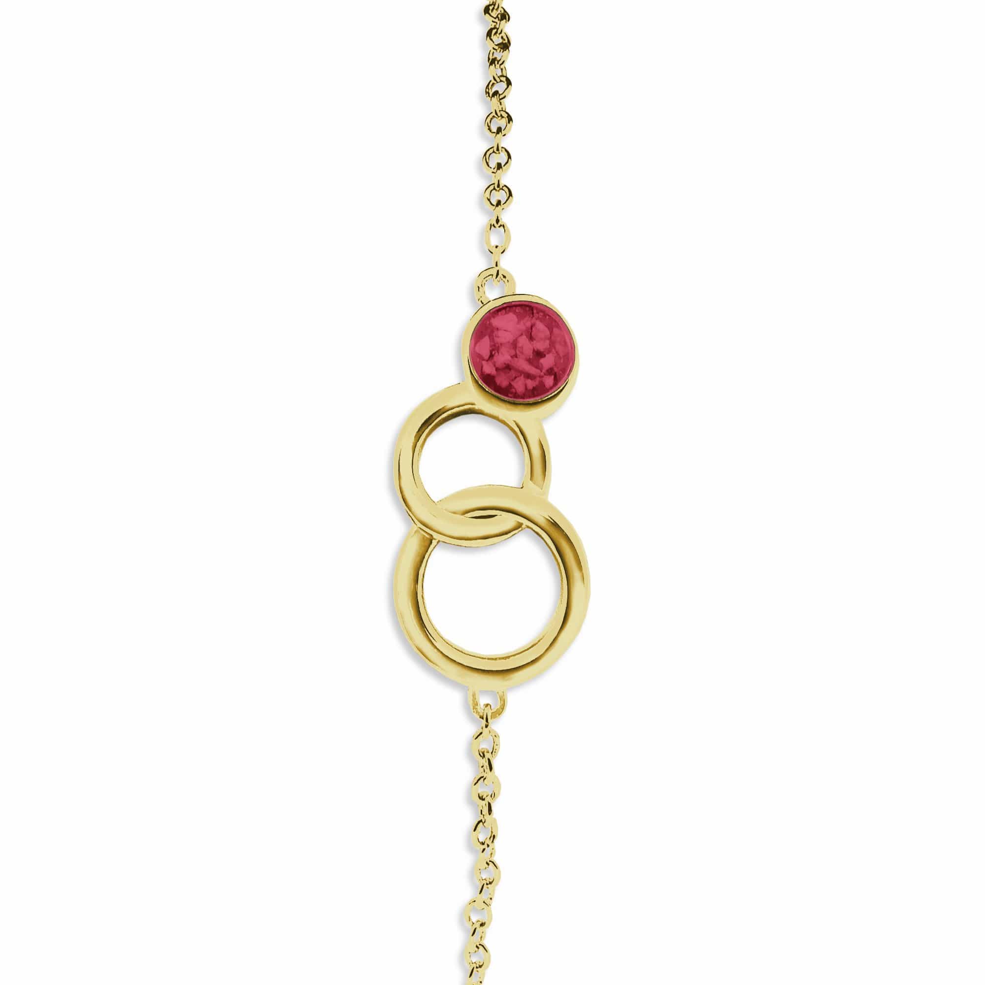 EverWith Ladies Praise Memorial Ashes Bracelet 9k Yellow Gold Red