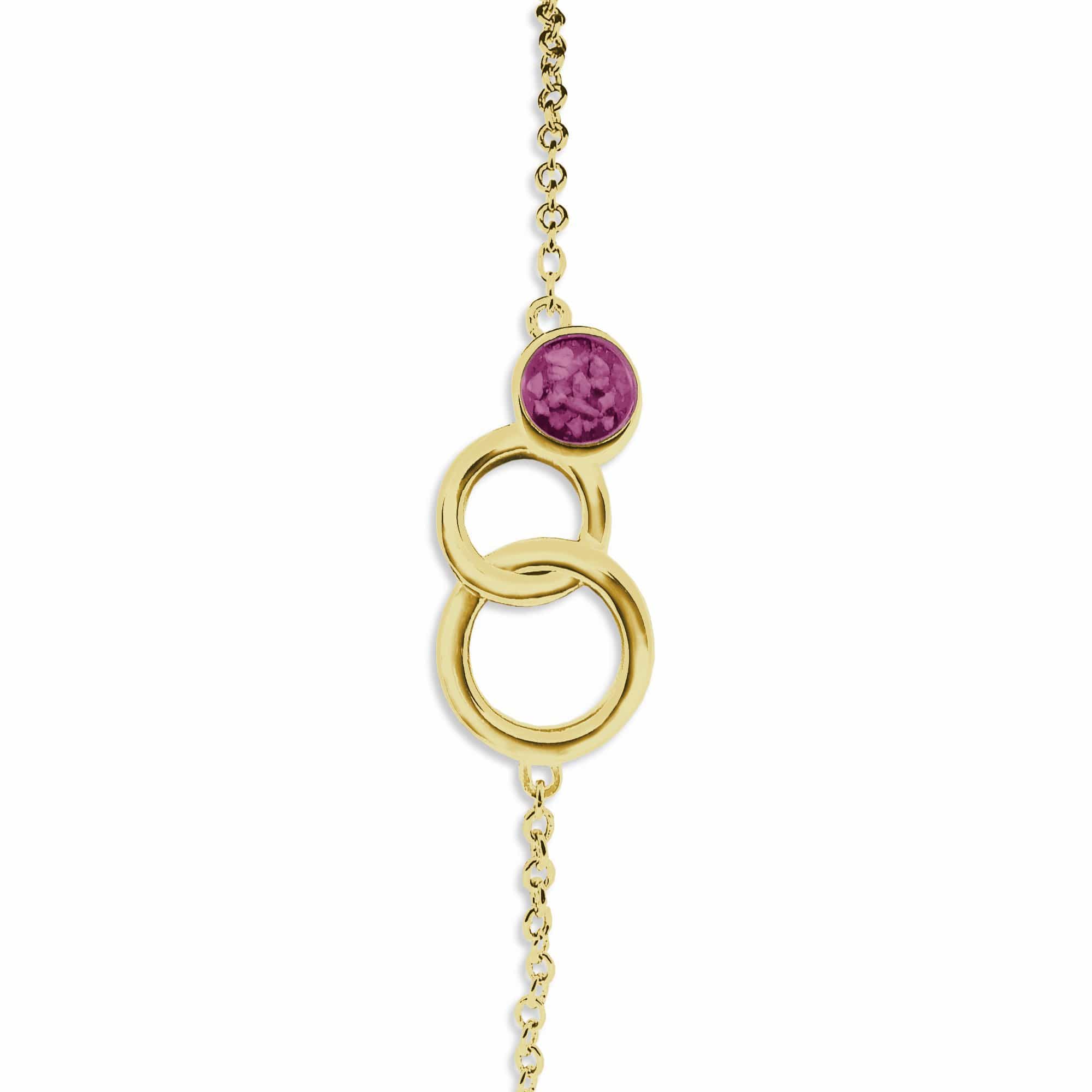 EverWith Ladies Praise Memorial Ashes Bracelet 9k Yellow Gold Violet
