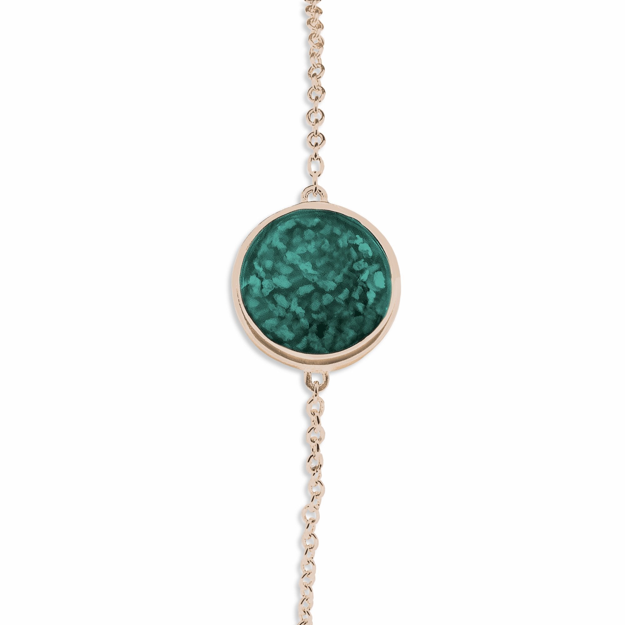 EverWith Ladies Classic Round Memorial Ashes Bracelet 9k Rose Gold Aqua