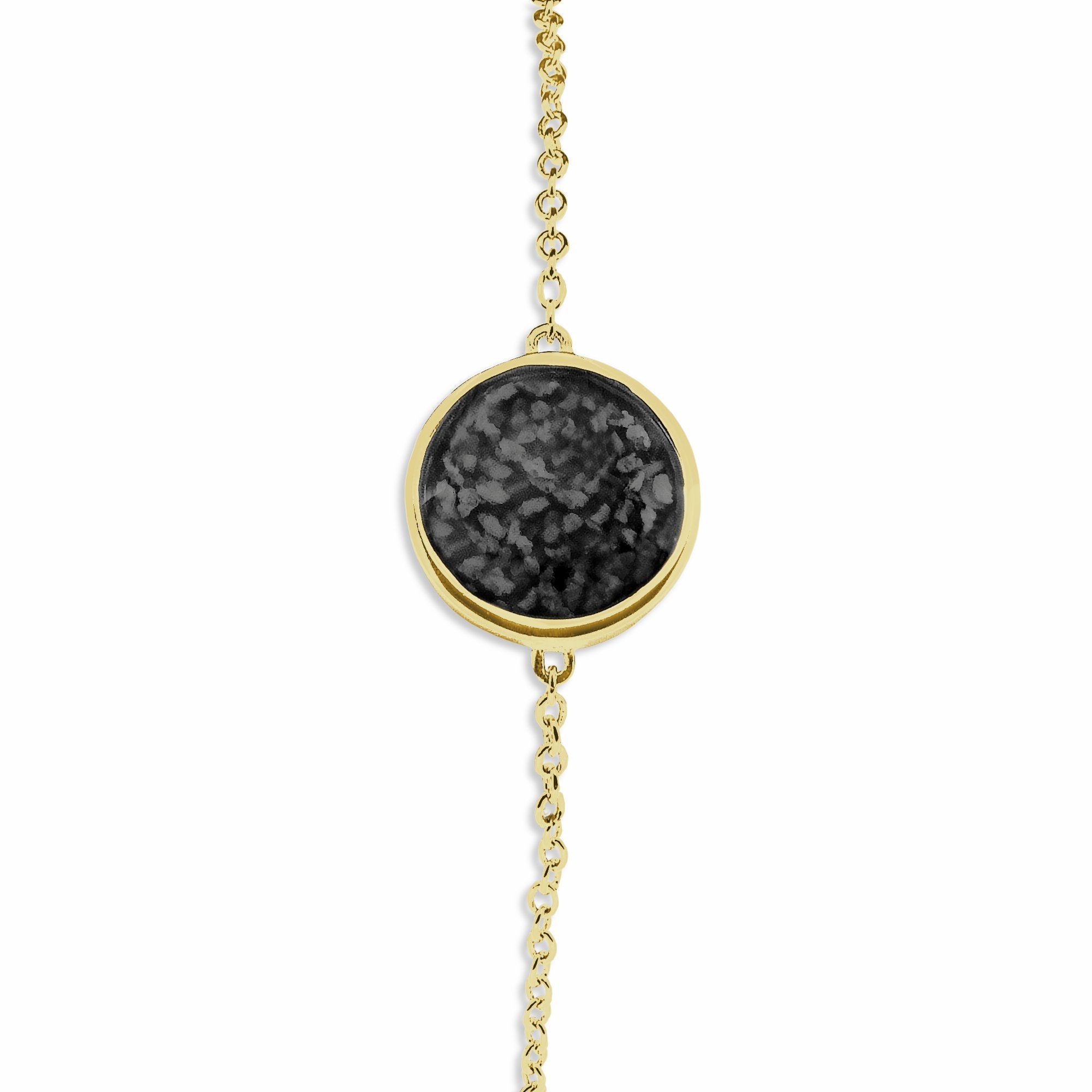 EverWith Ladies Classic Round Memorial Ashes Bracelet 9k Yellow Gold Black