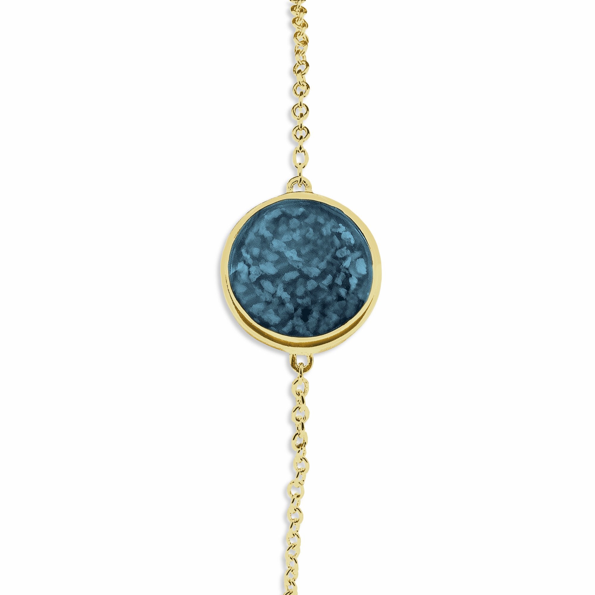 EverWith Ladies Classic Round Memorial Ashes Bracelet 9k Yellow Gold Blue