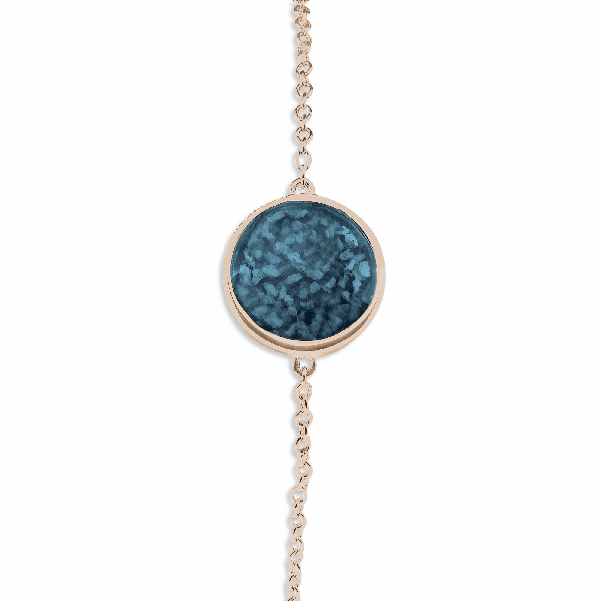 EverWith Ladies Classic Round Memorial Ashes Bracelet 9k Rose Gold Blue