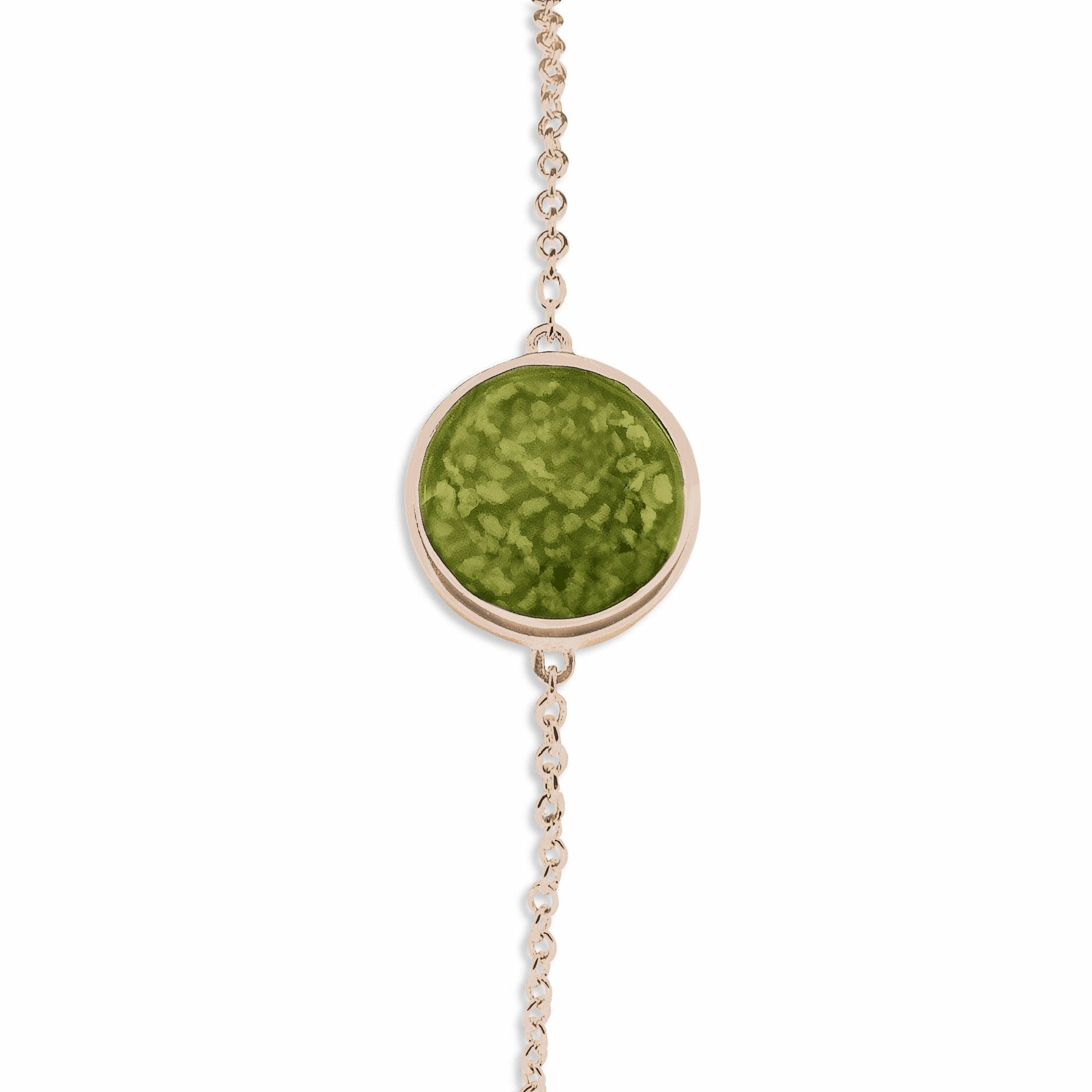EverWith Ladies Classic Round Memorial Ashes Bracelet 9k Rose Gold Green