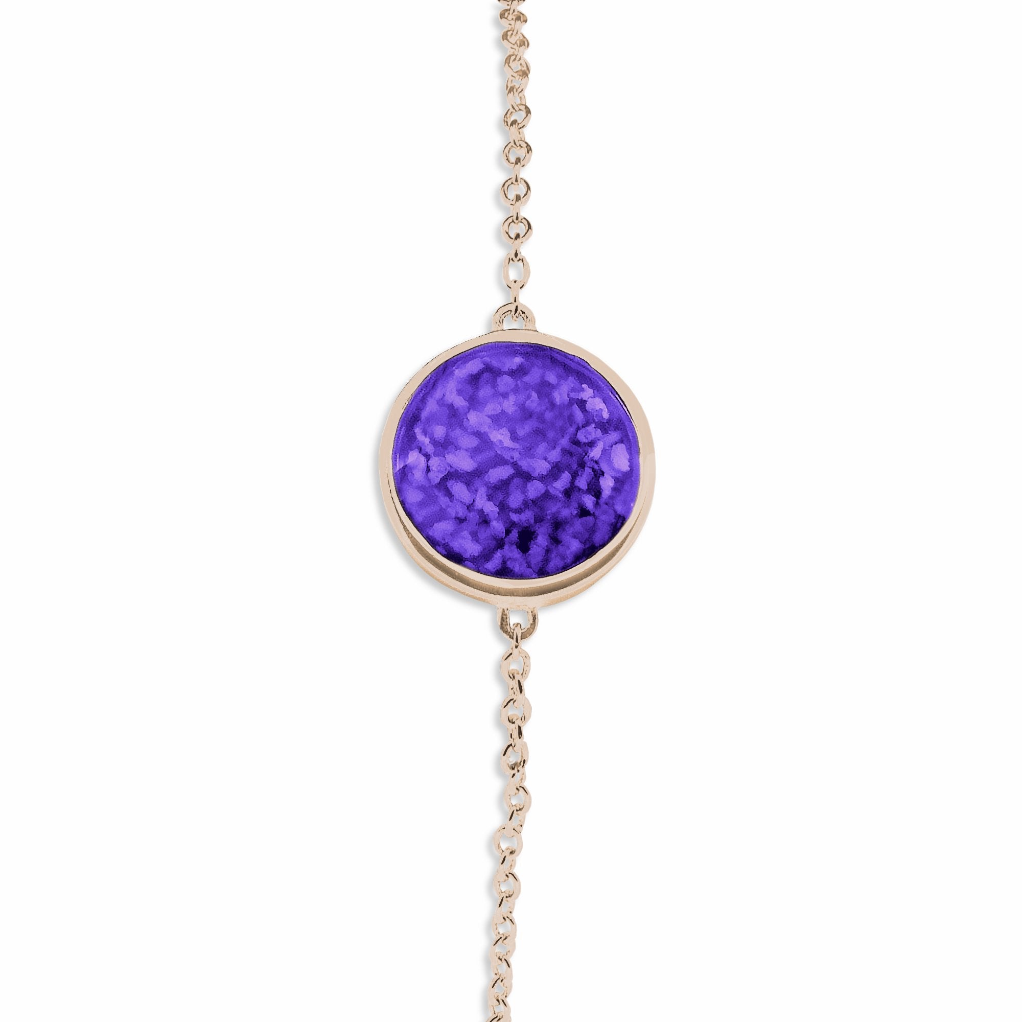 EverWith Ladies Classic Round Memorial Ashes Bracelet 9k Rose Gold Purple