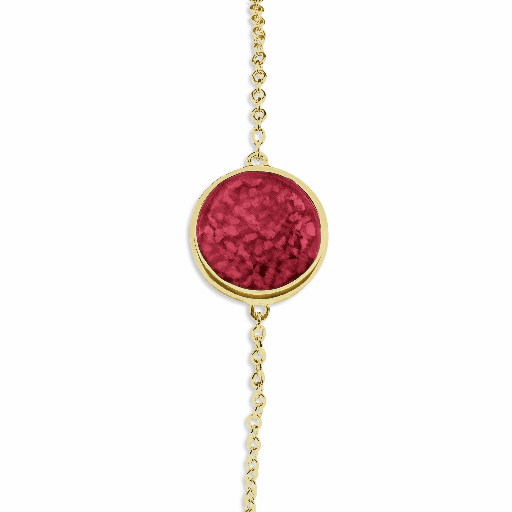 EverWith Ladies Classic Round Memorial Ashes Bracelet 9k Yellow Gold Red