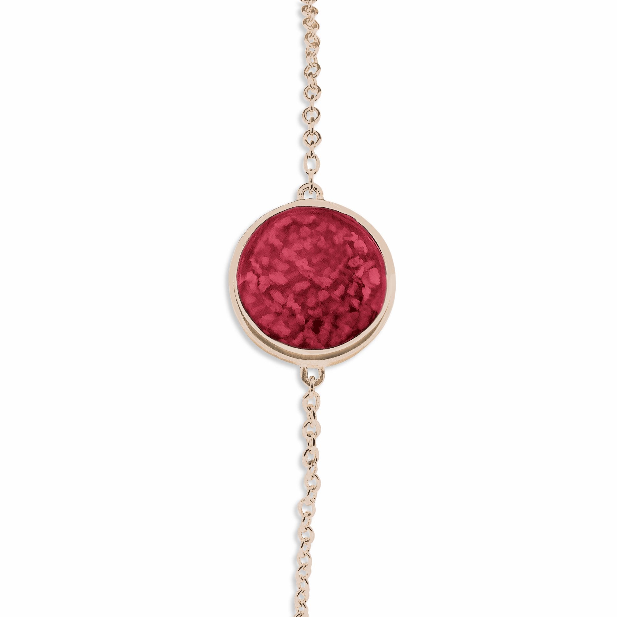 EverWith Ladies Classic Round Memorial Ashes Bracelet 9k Rose Gold Red