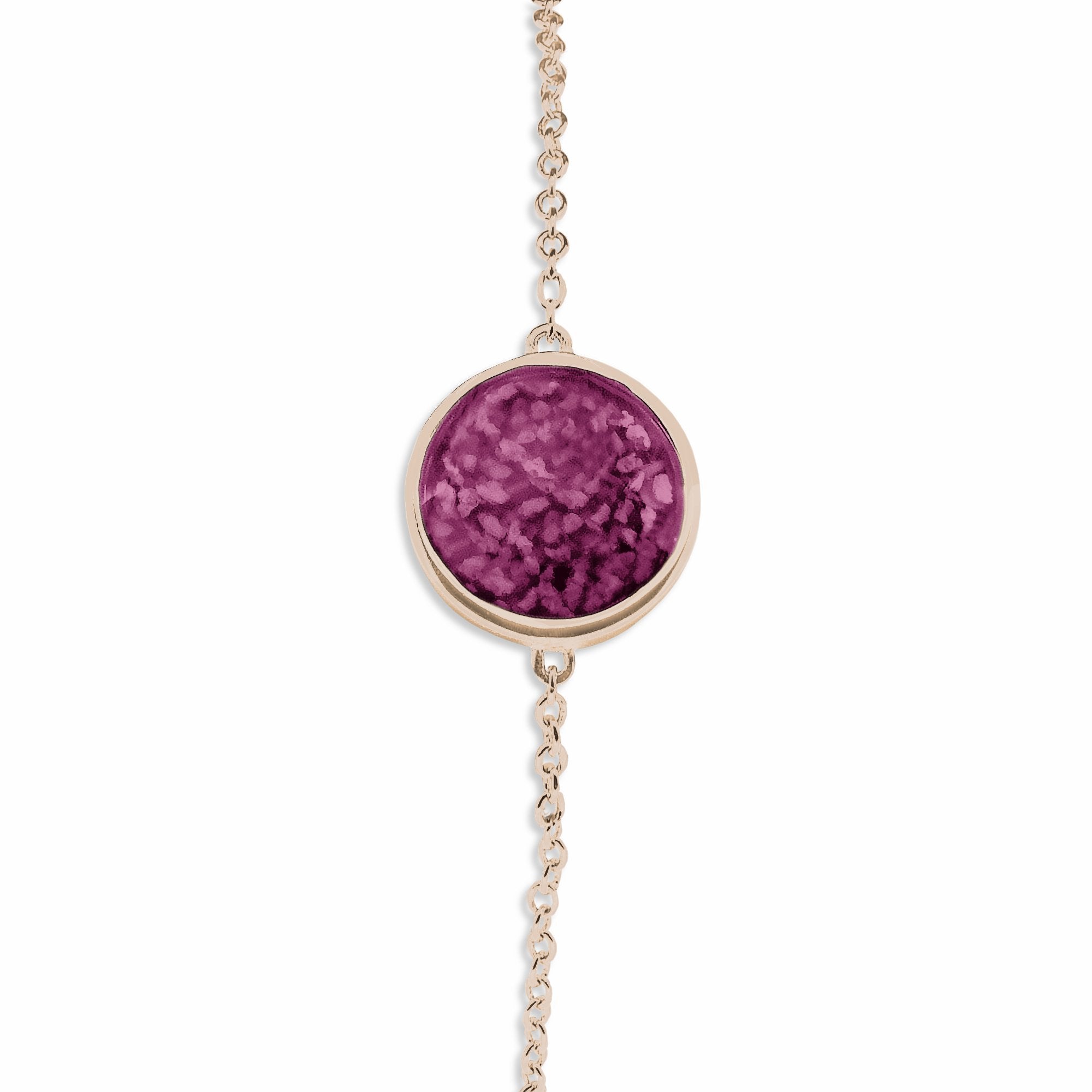 EverWith Ladies Classic Round Memorial Ashes Bracelet 9k Rose Gold Violet