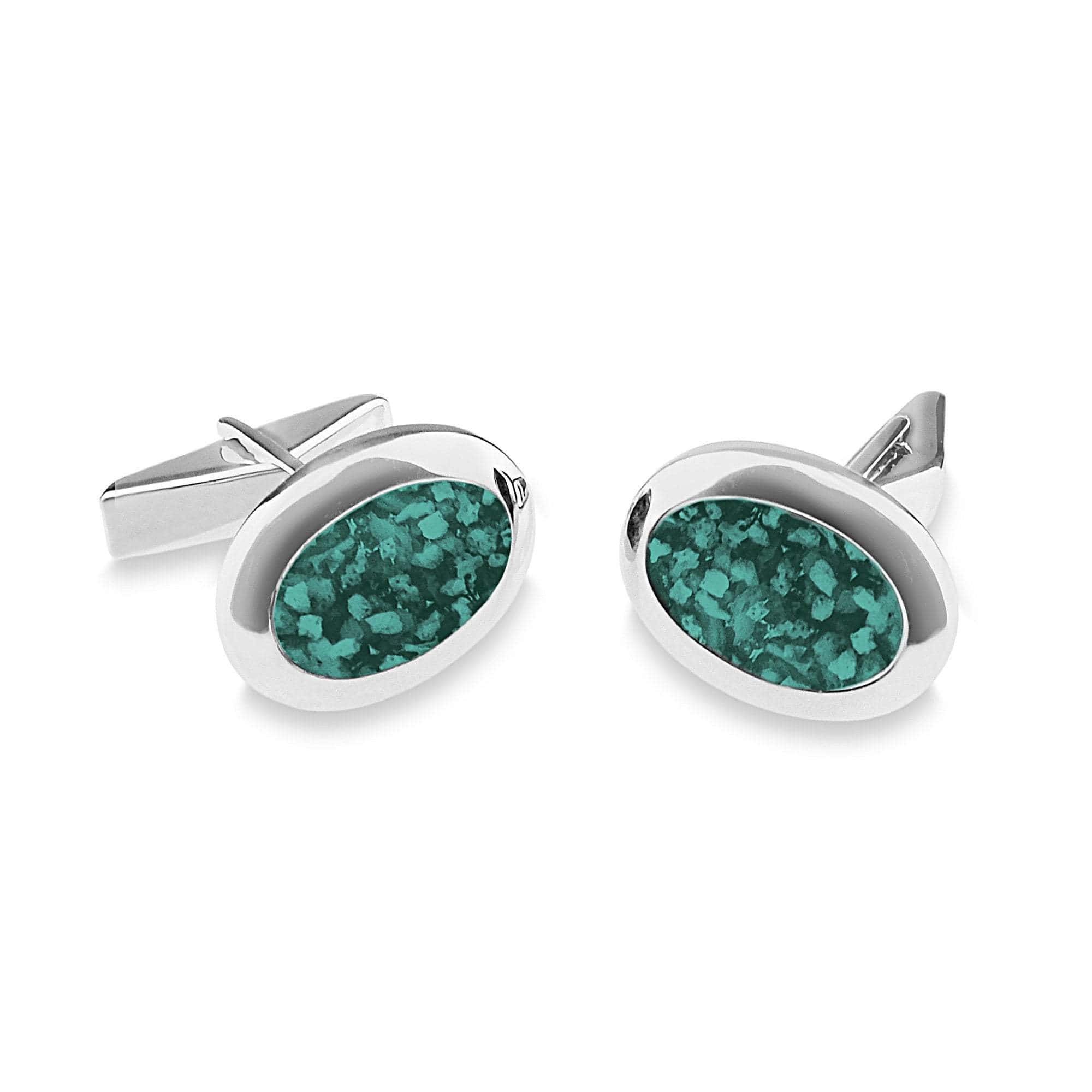EverWith Gents Oval Memorial Ashes Cufflinks Aqua