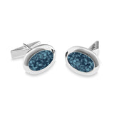 EverWith Gents Oval Memorial Ashes Cufflinks Blue