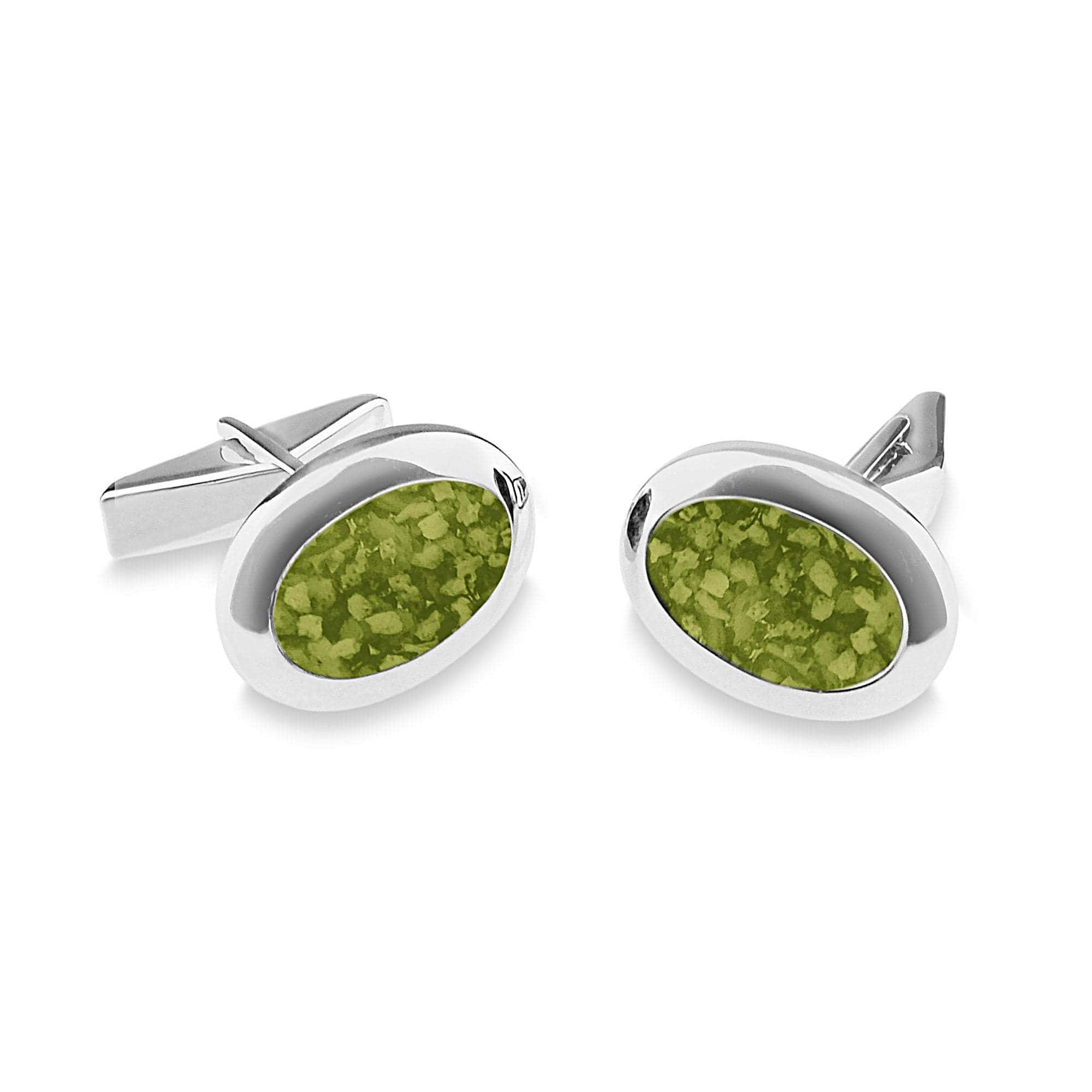 EverWith Gents Oval Memorial Ashes Cufflinks Green