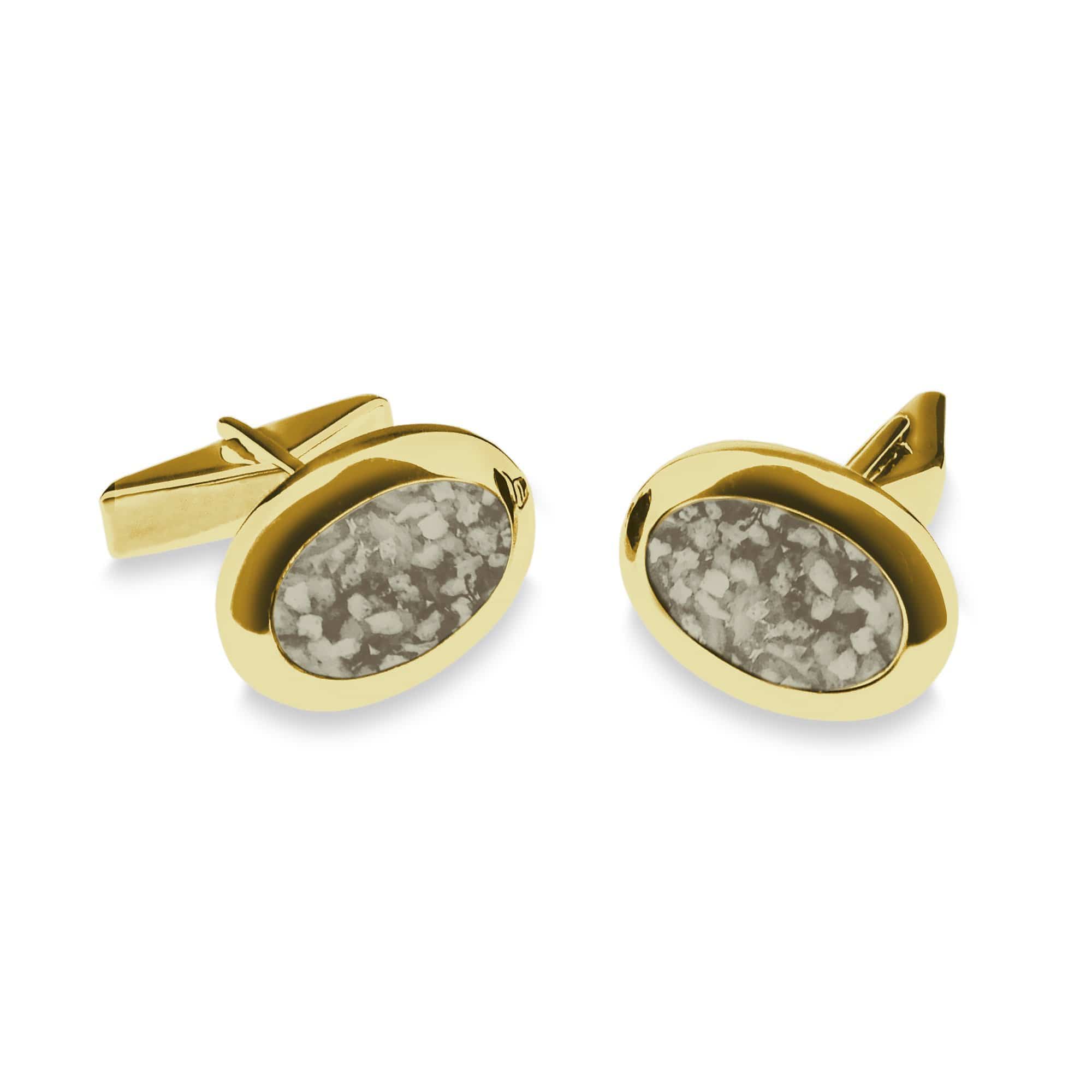 EverWith Gents Oval Memorial Ashes Cufflinks 9k Yellow Gold Transparent