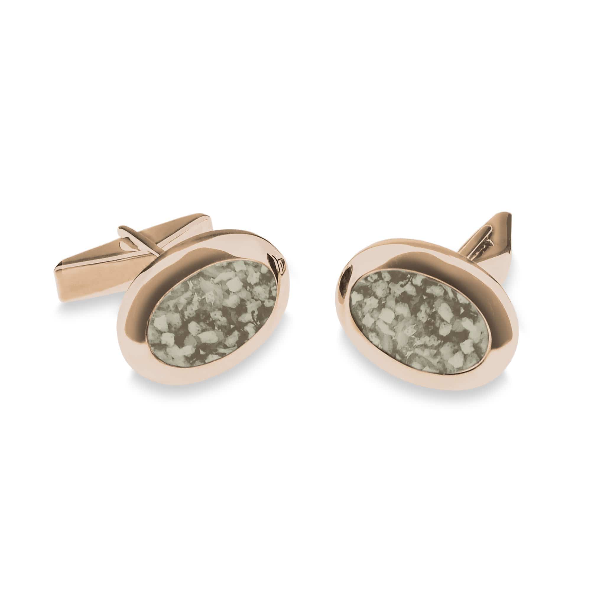 EverWith Gents Oval Memorial Ashes Cufflinks 9k Rose Gold Transparent