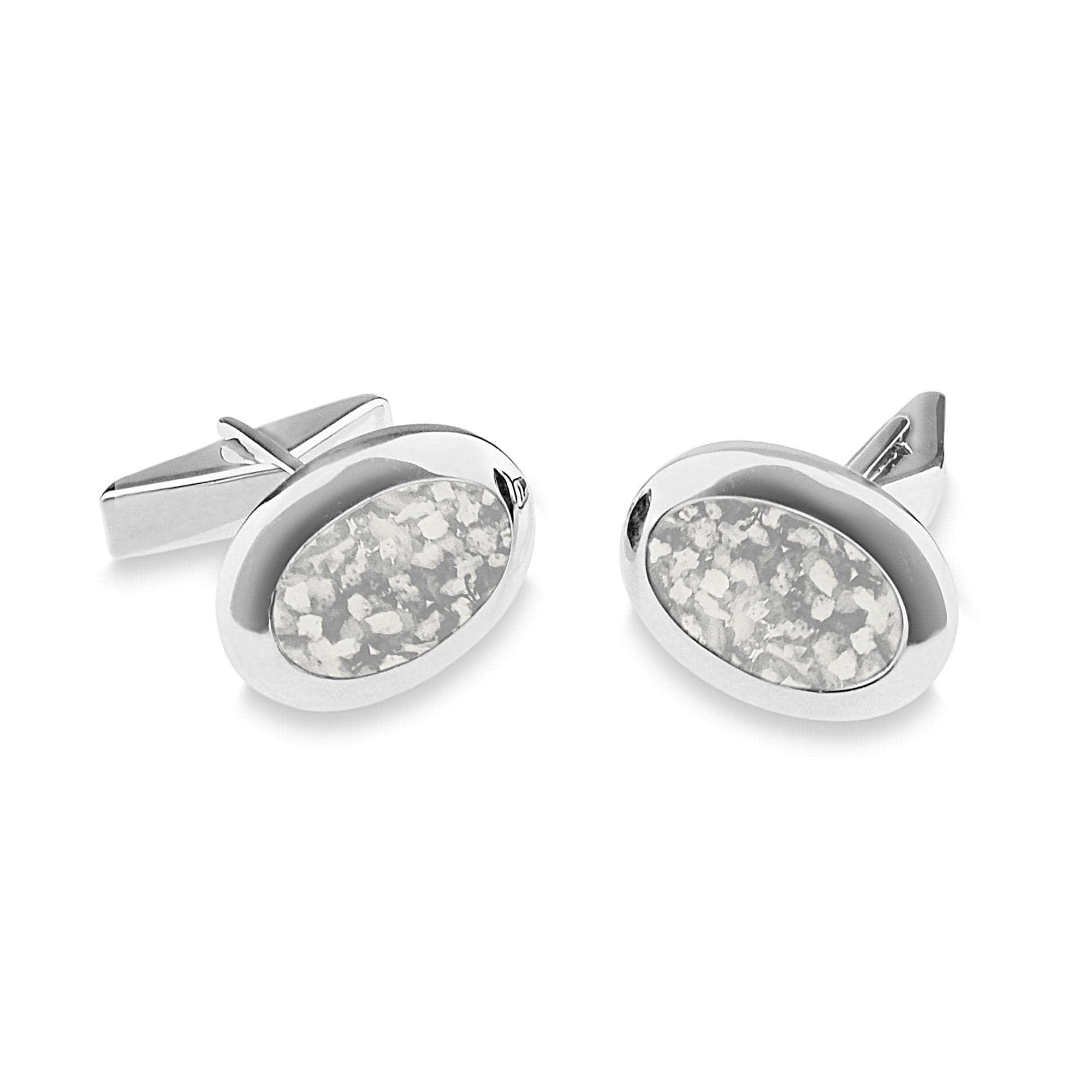 EverWith Gents Oval Memorial Ashes Cufflinks White