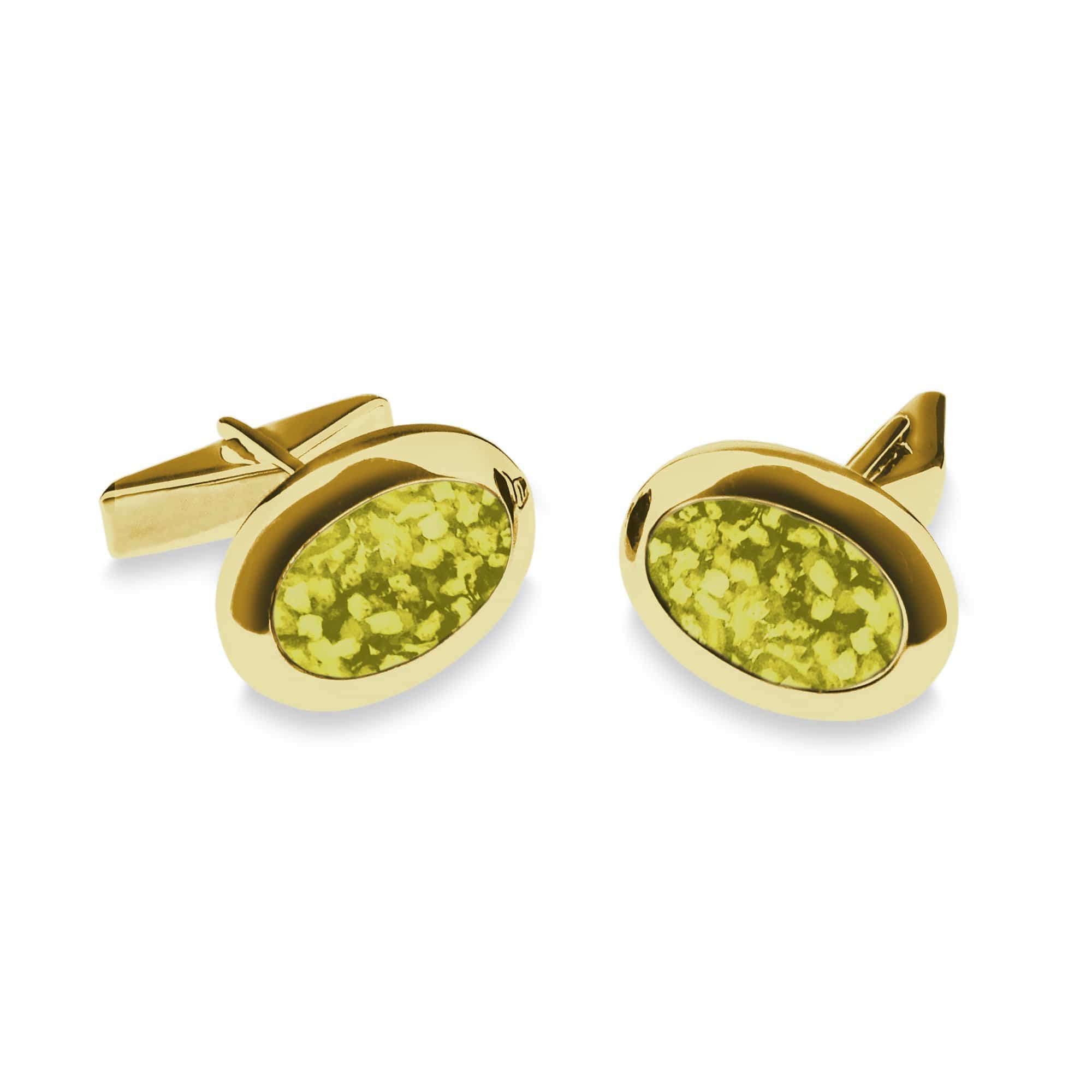EverWith Gents Oval Memorial Ashes Cufflinks 9k Yellow Gold Yellow