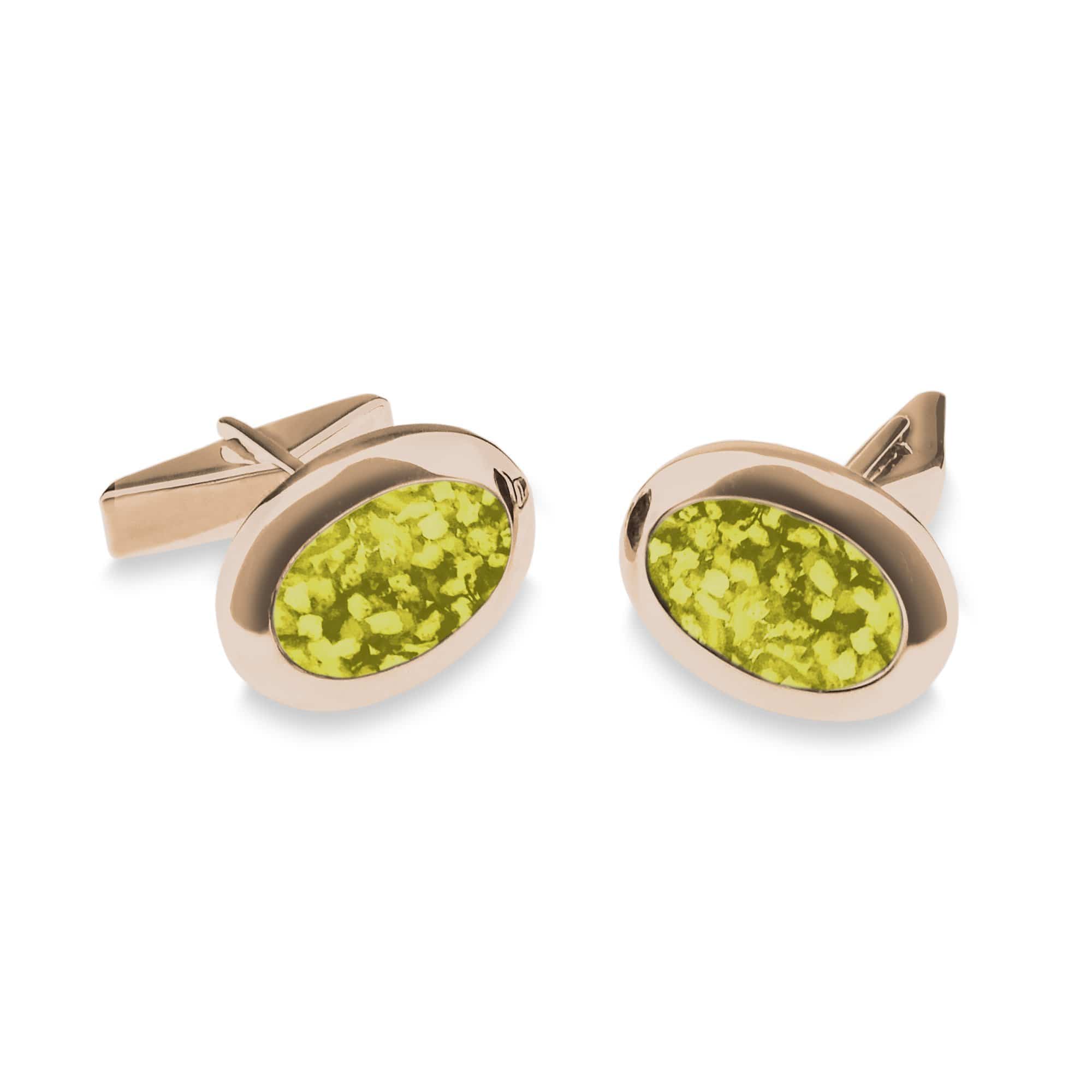 EverWith Gents Oval Memorial Ashes Cufflinks 9k Rose Gold Yellow
